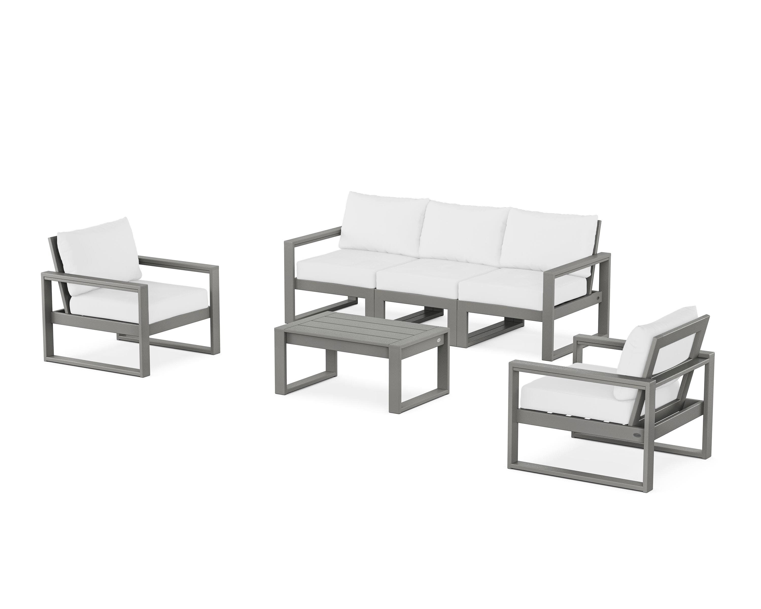 EDGE Sectional 4-Piece Deep Seating Set with Sofa in Slate Grey / Natural