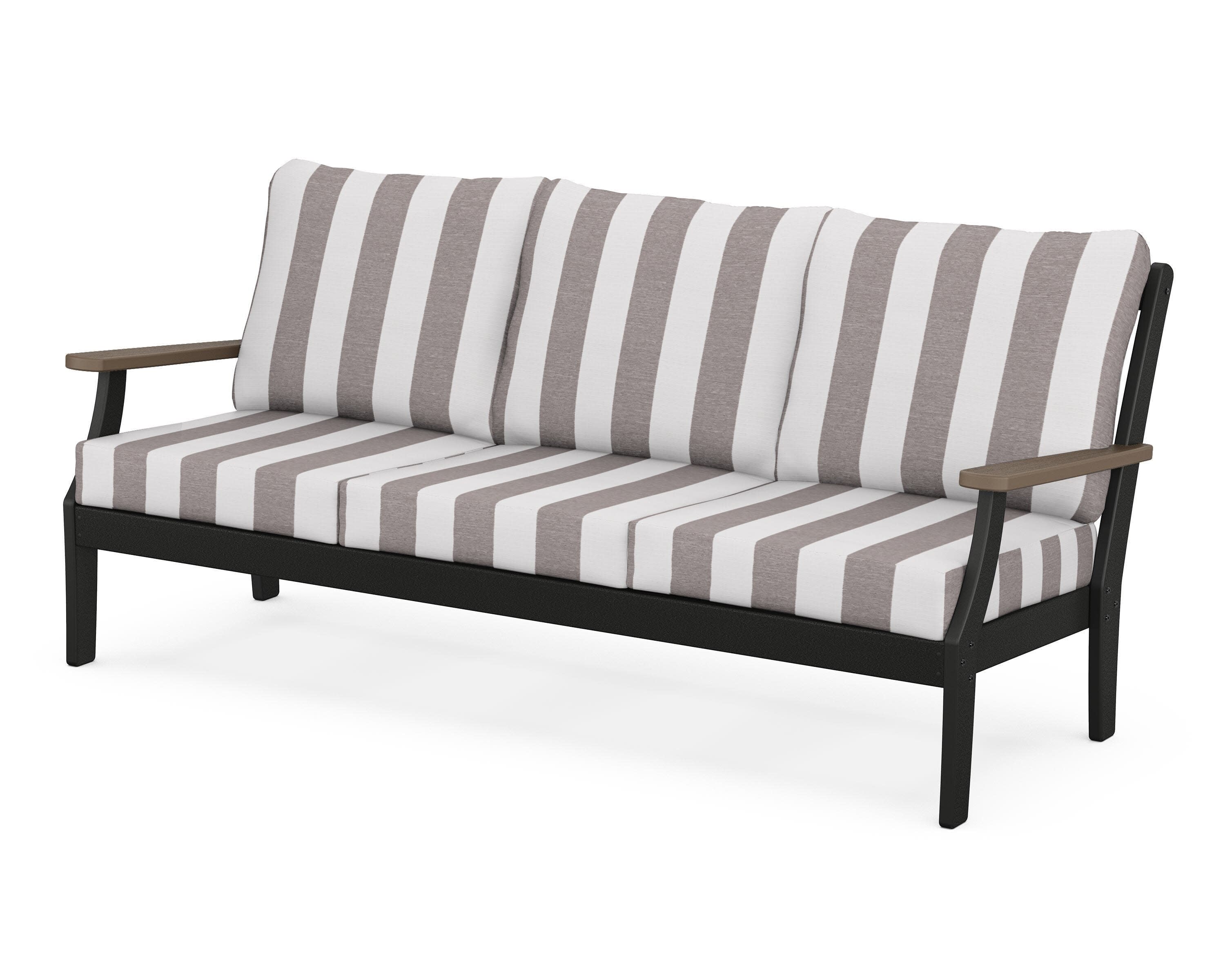 Braxton Deep Seating Sofa in Black / Kona / Cabana Stripe Grey Mist