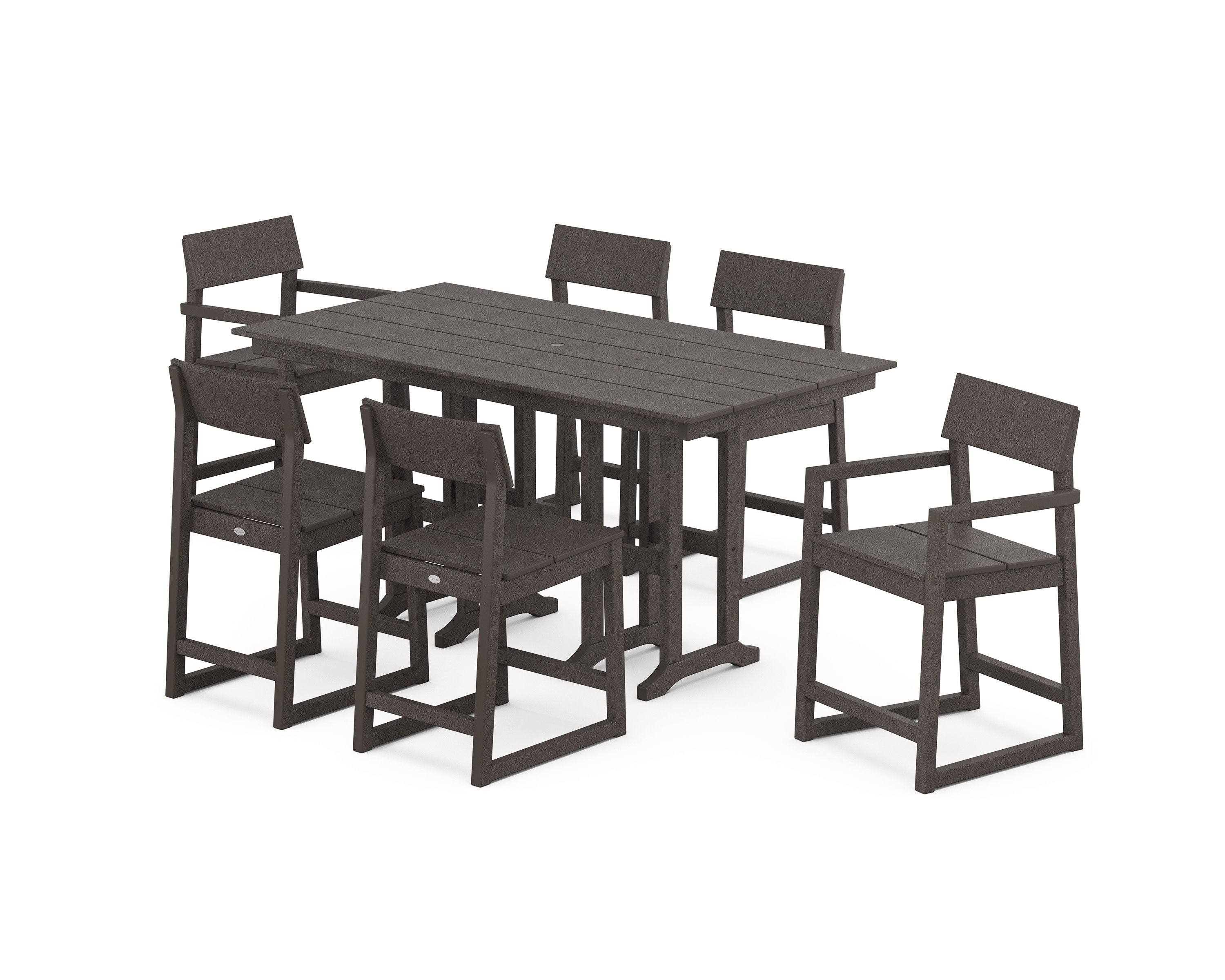 EDGE 7-Piece Farmhouse Counter Set in Vintage Coffee