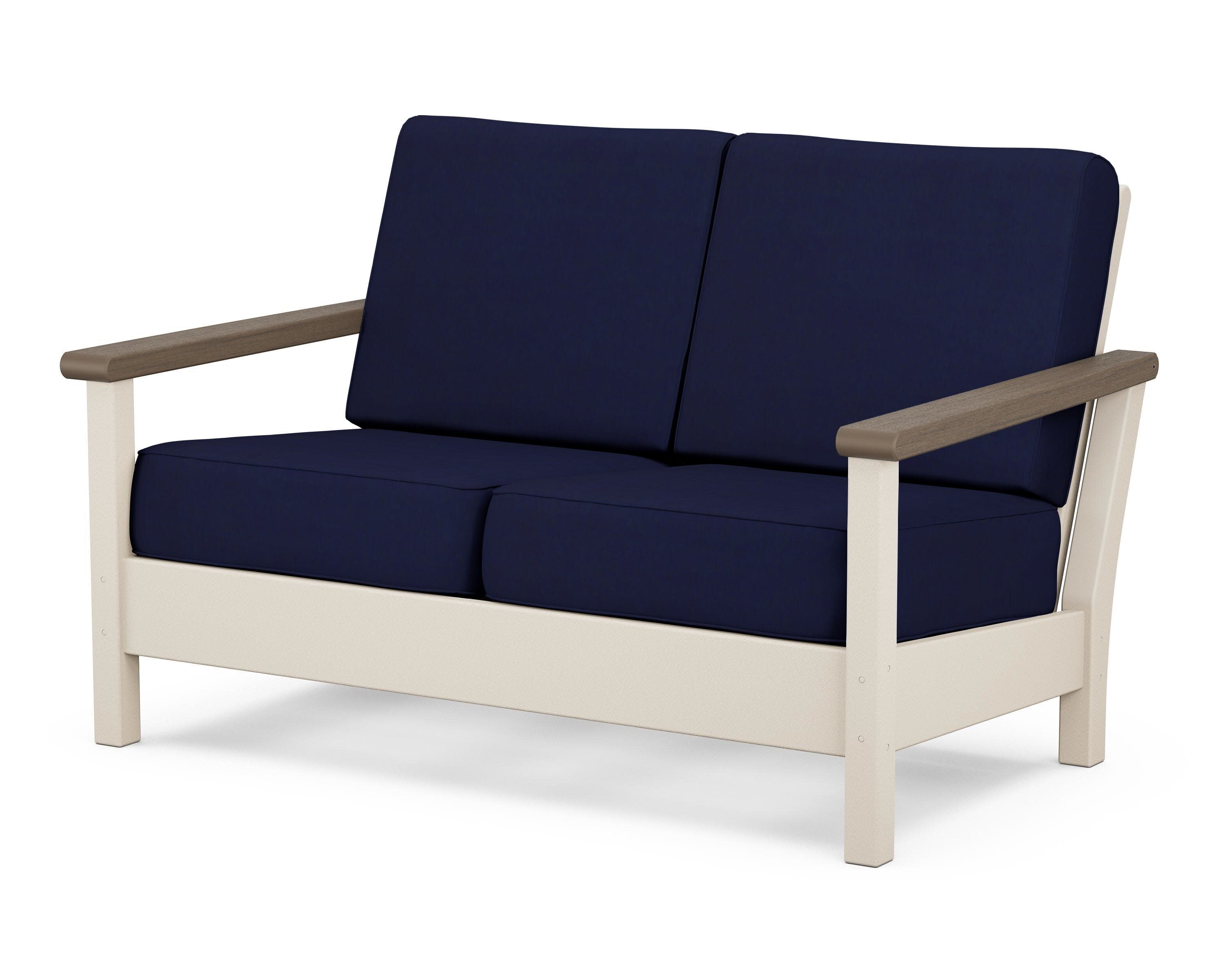 Harbour Deep Seating Loveseat in Sand / Kona / Navy
