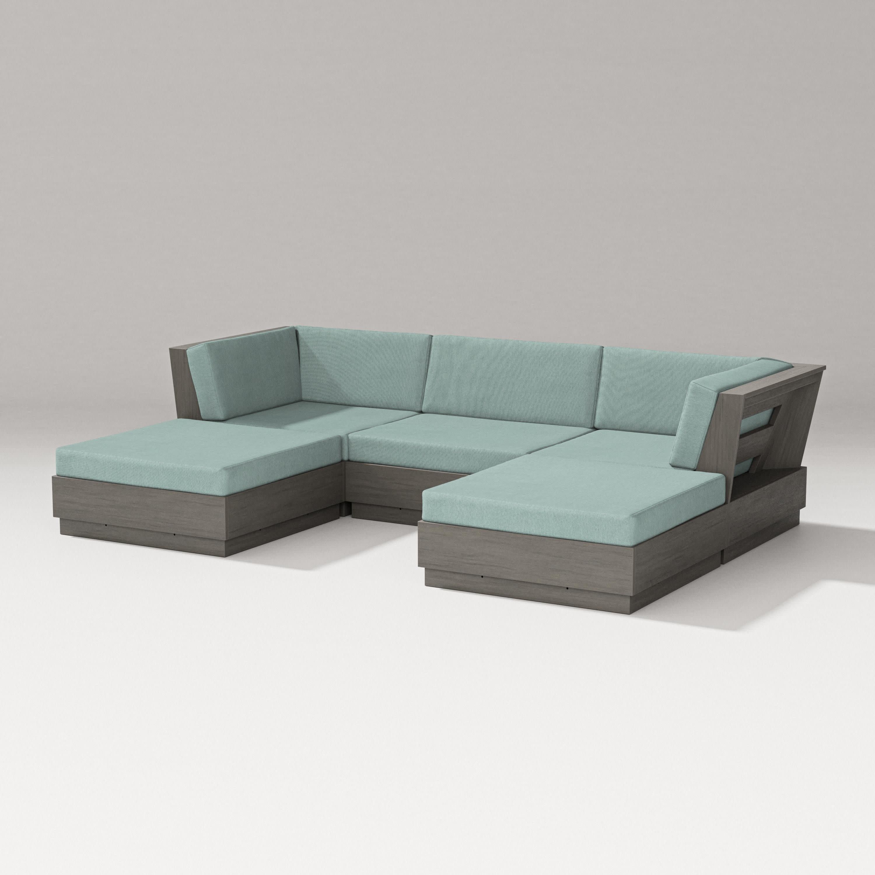 Elevate Double Chaise Sectional in Driftwood / Glacier Spa