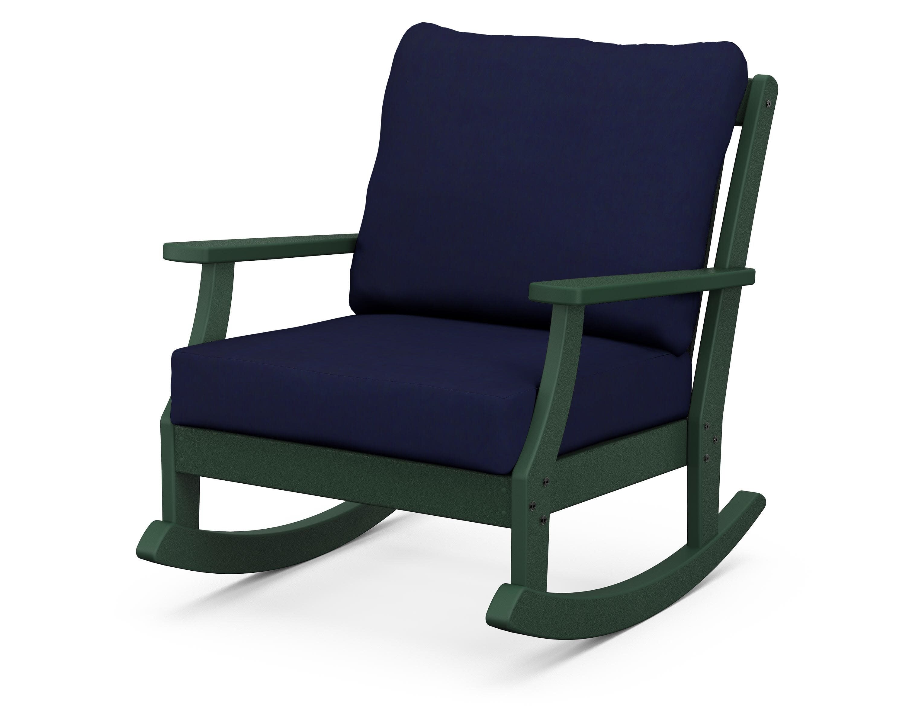 Braxton Deep Seating Rocking Chair in Green / Navy