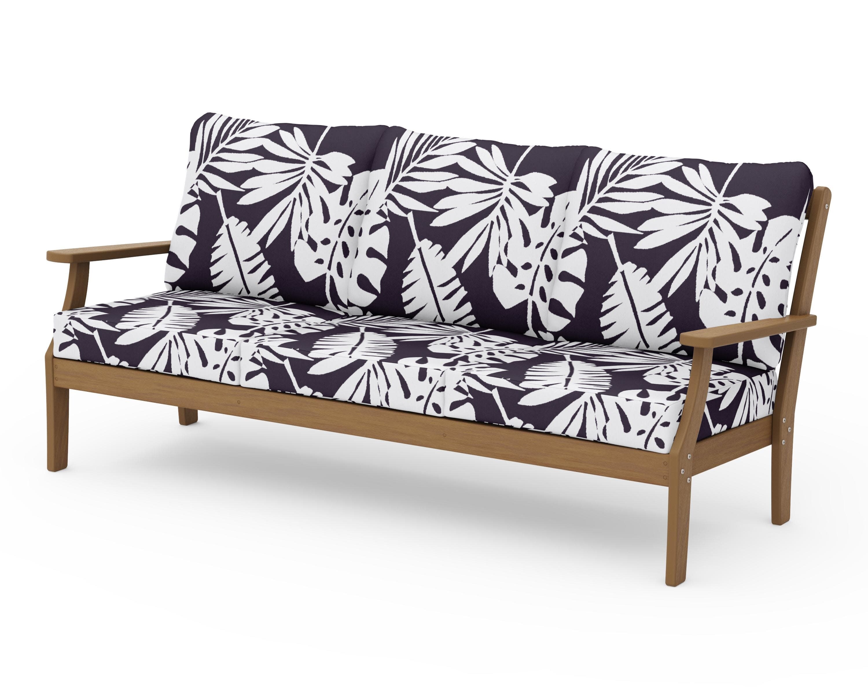 Braxton Deep Seating Sofa in Natural / Leaf Navy