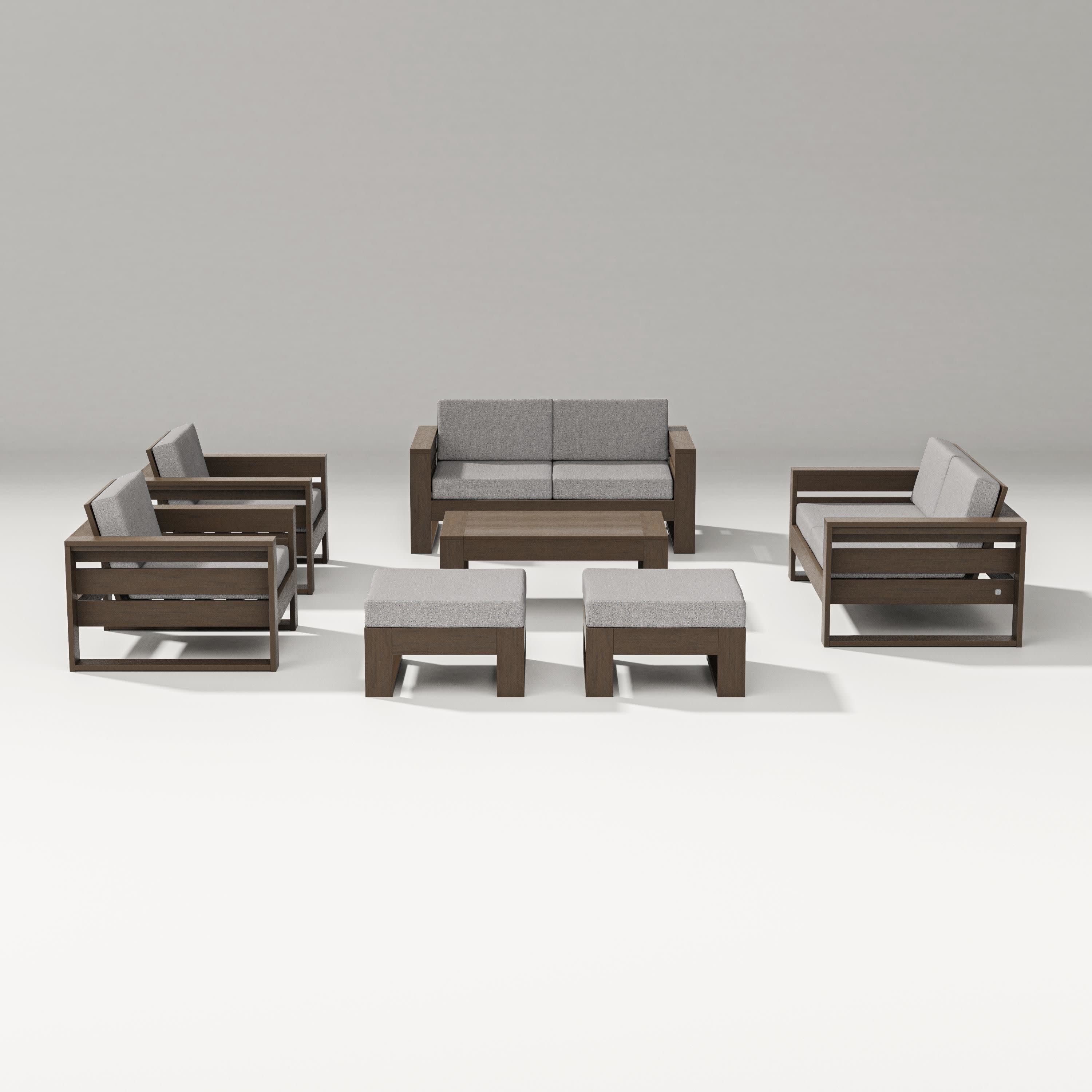 Latitude 7-Piece Lounge Loveseat Set in Kona / Grey Mist