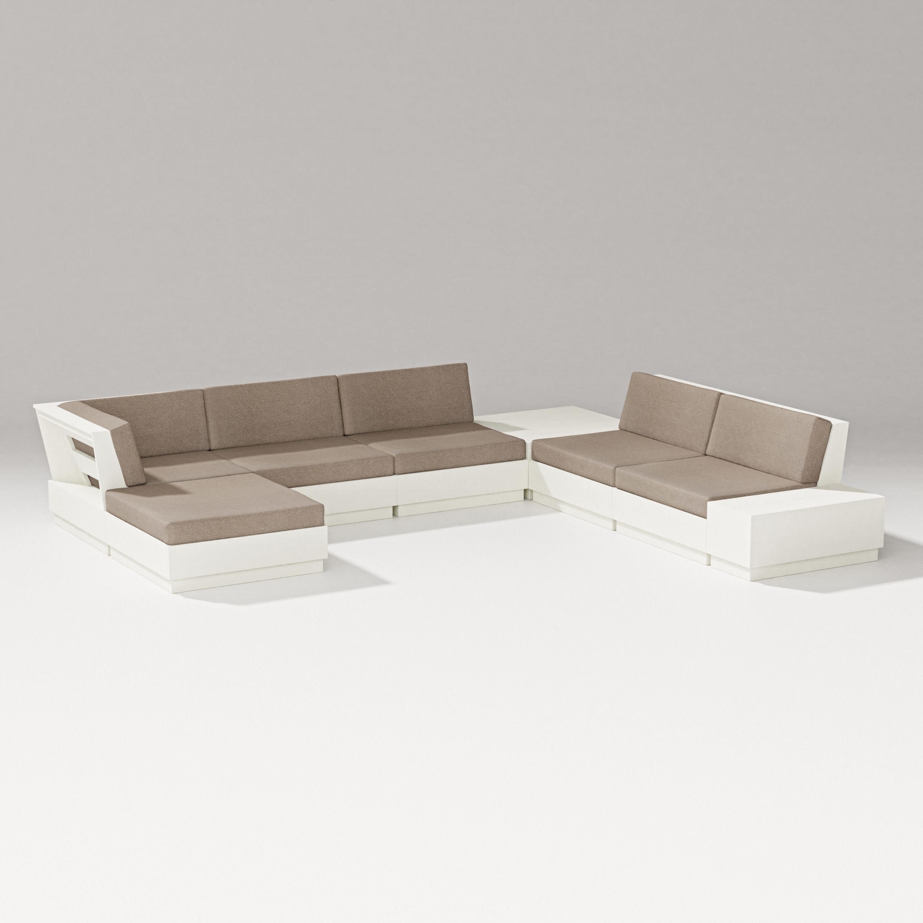 Elevate 8-Piece Corner Sectional in Vintage White / Spiced Burlap