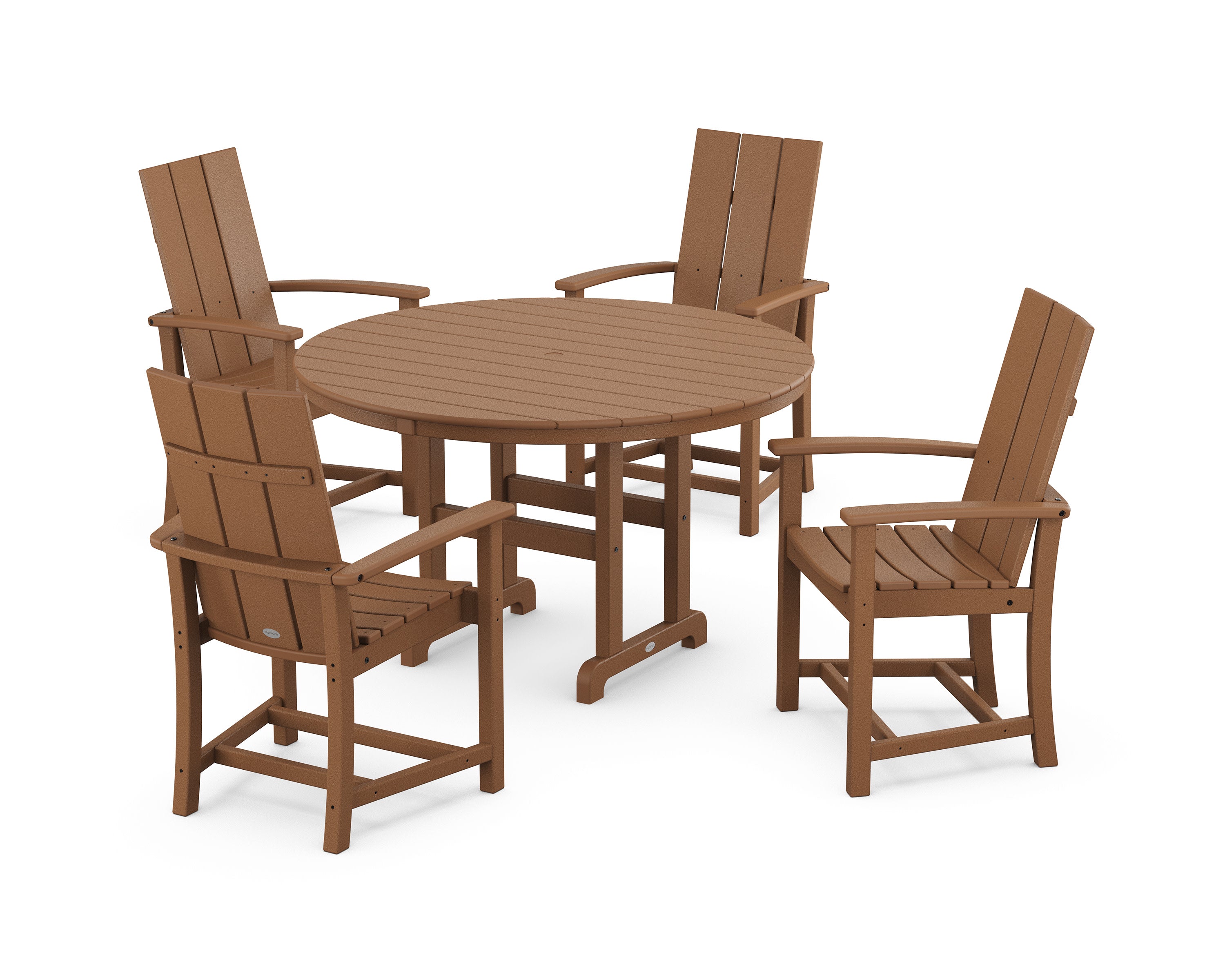 Modern Adirondack 5-Piece Round Farmhouse Dining Set in Teak