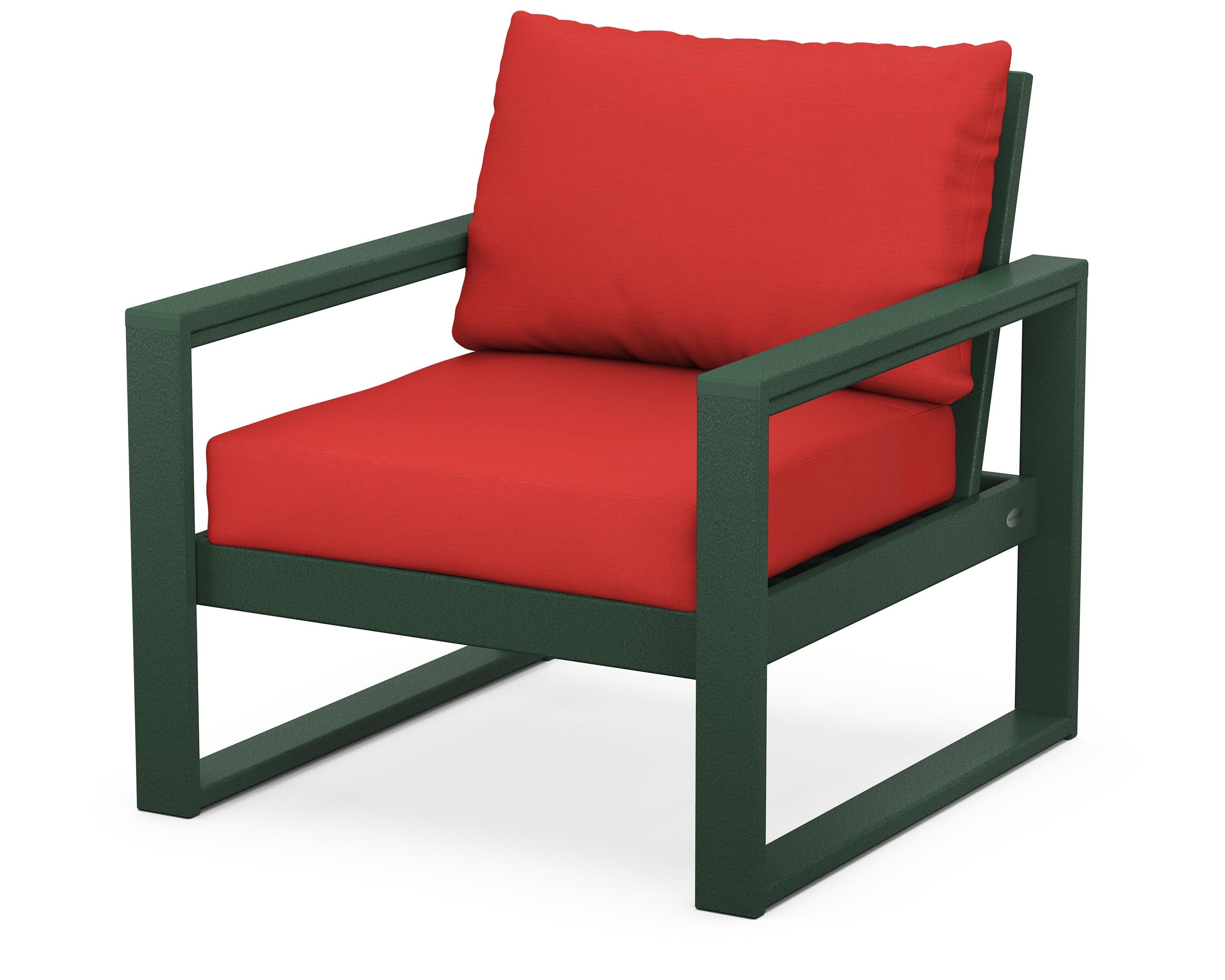 EDGE Club Chair in Green / Crimson Linen
