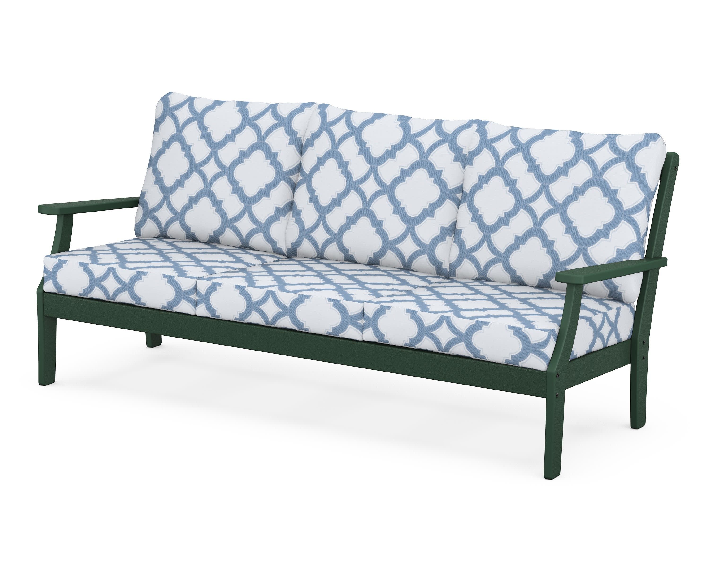 Braxton Deep Seating Sofa in Green / Trellis Sky Blue