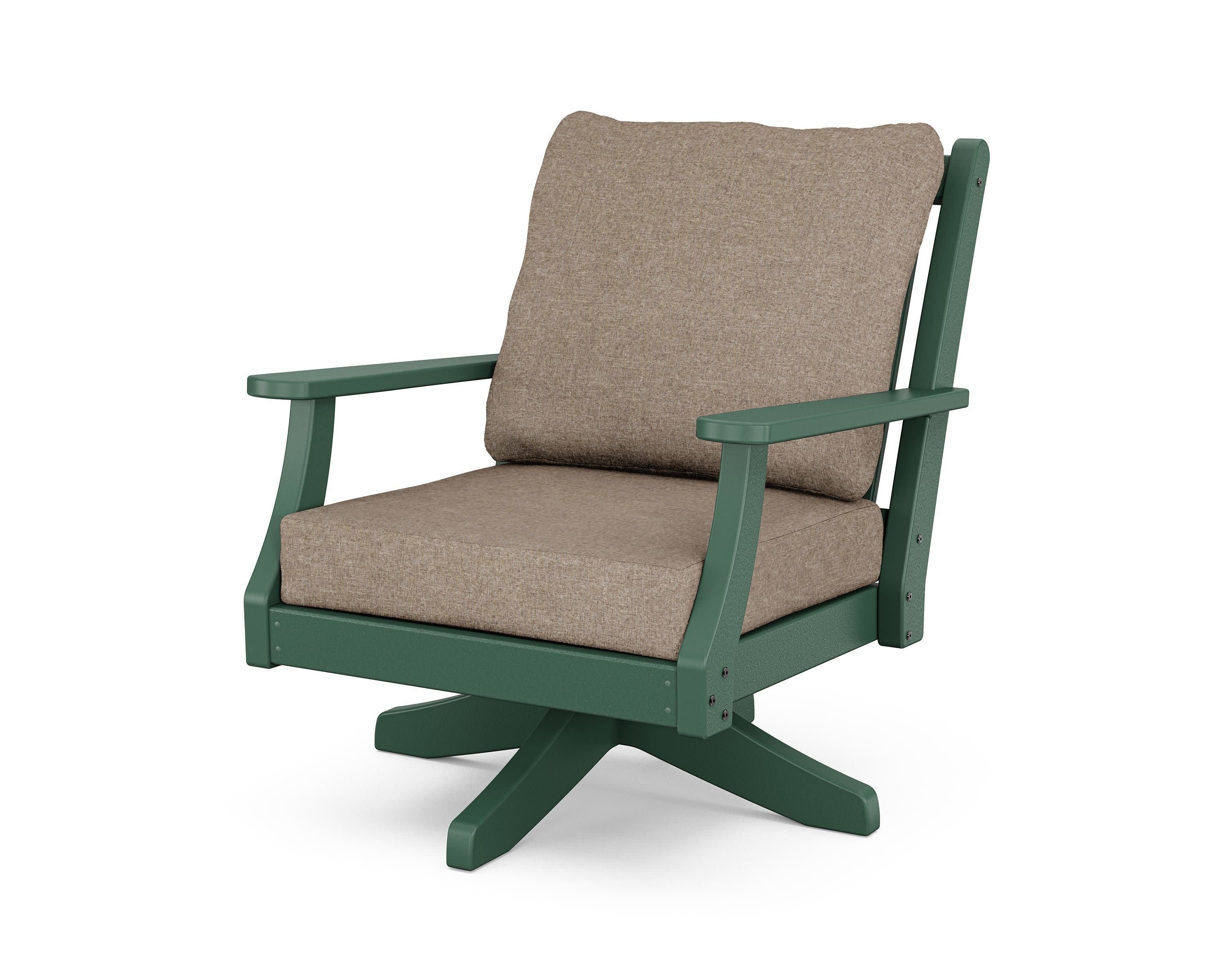 Wovendale Deep Seating Swivel Chair in Green / Spiced Burlap