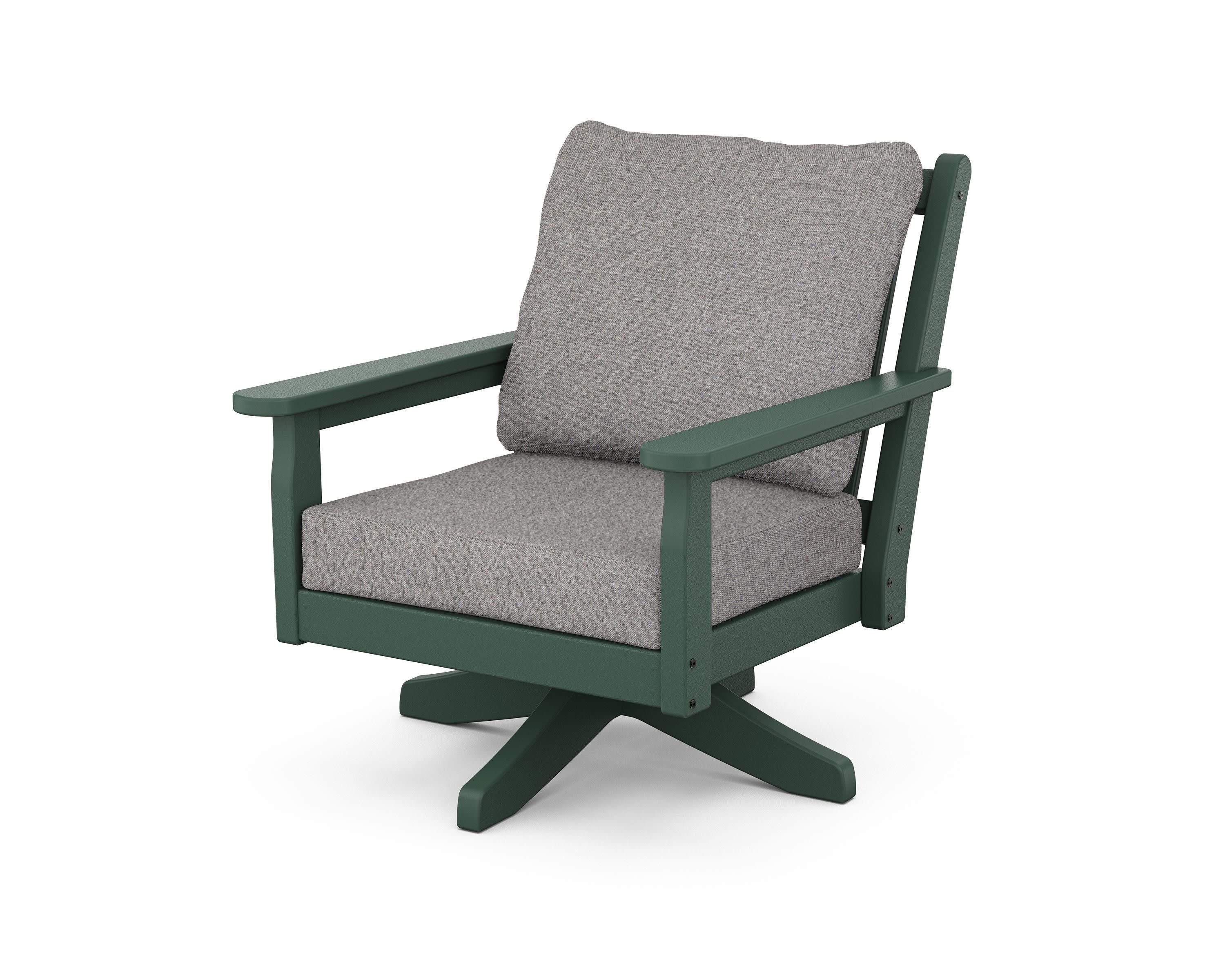 Chippendale Deep Seating Swivel Chair in Green / Grey Mist