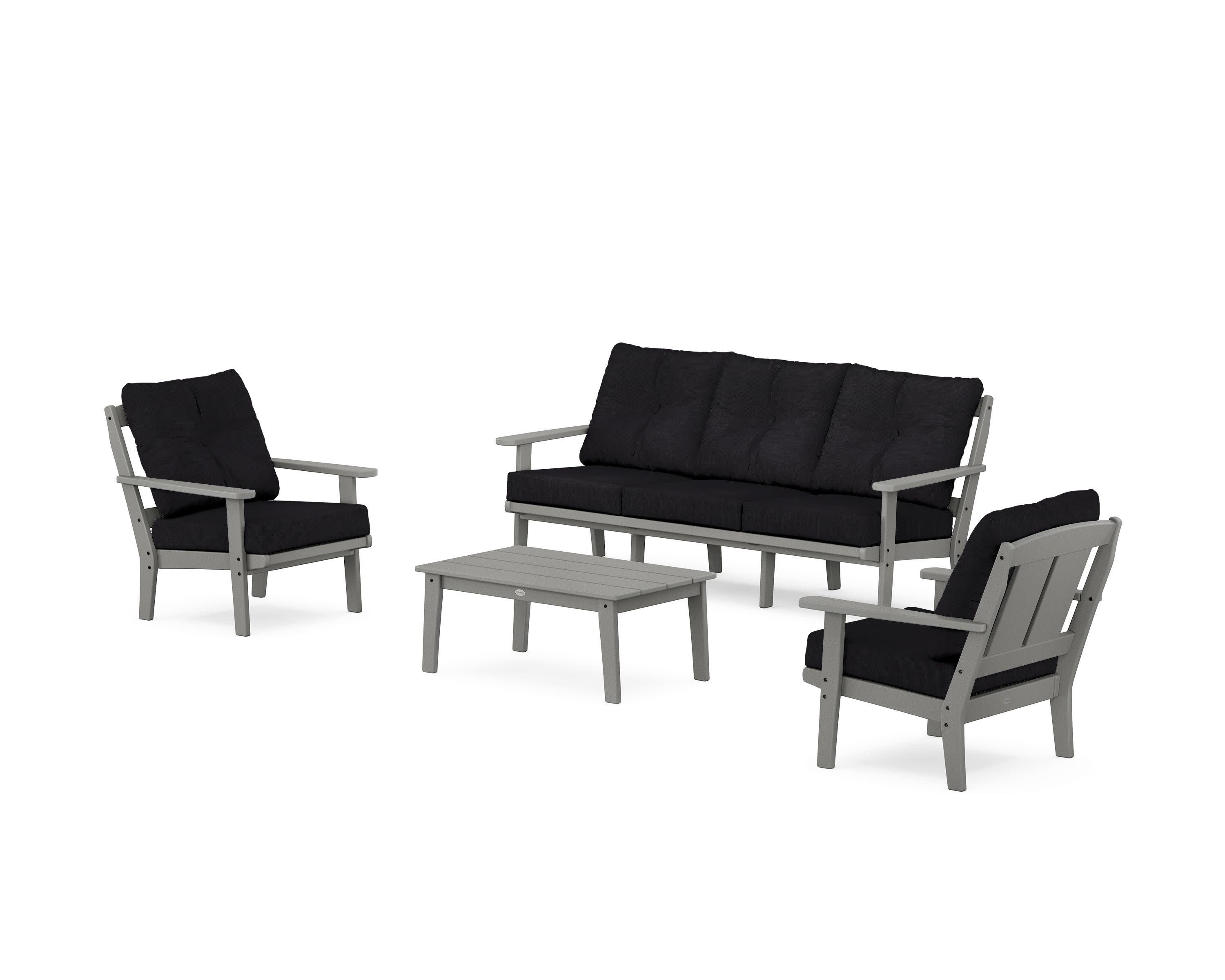 Mission 4-Piece Deep Seating Set with Sofa in Slate Grey / Midnight Linen