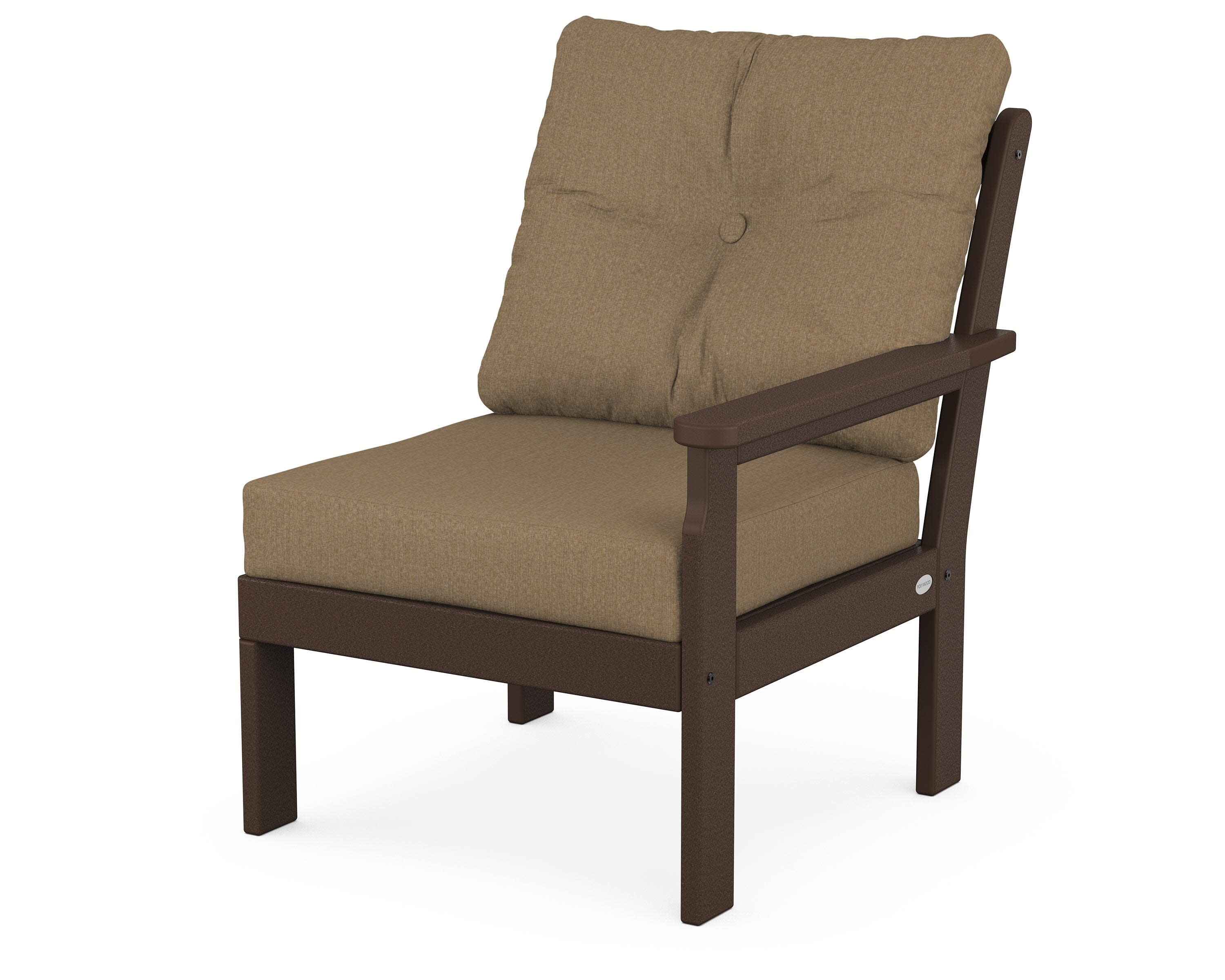 Vineyard Modular Right Arm Chair in Mahogany / Sesame