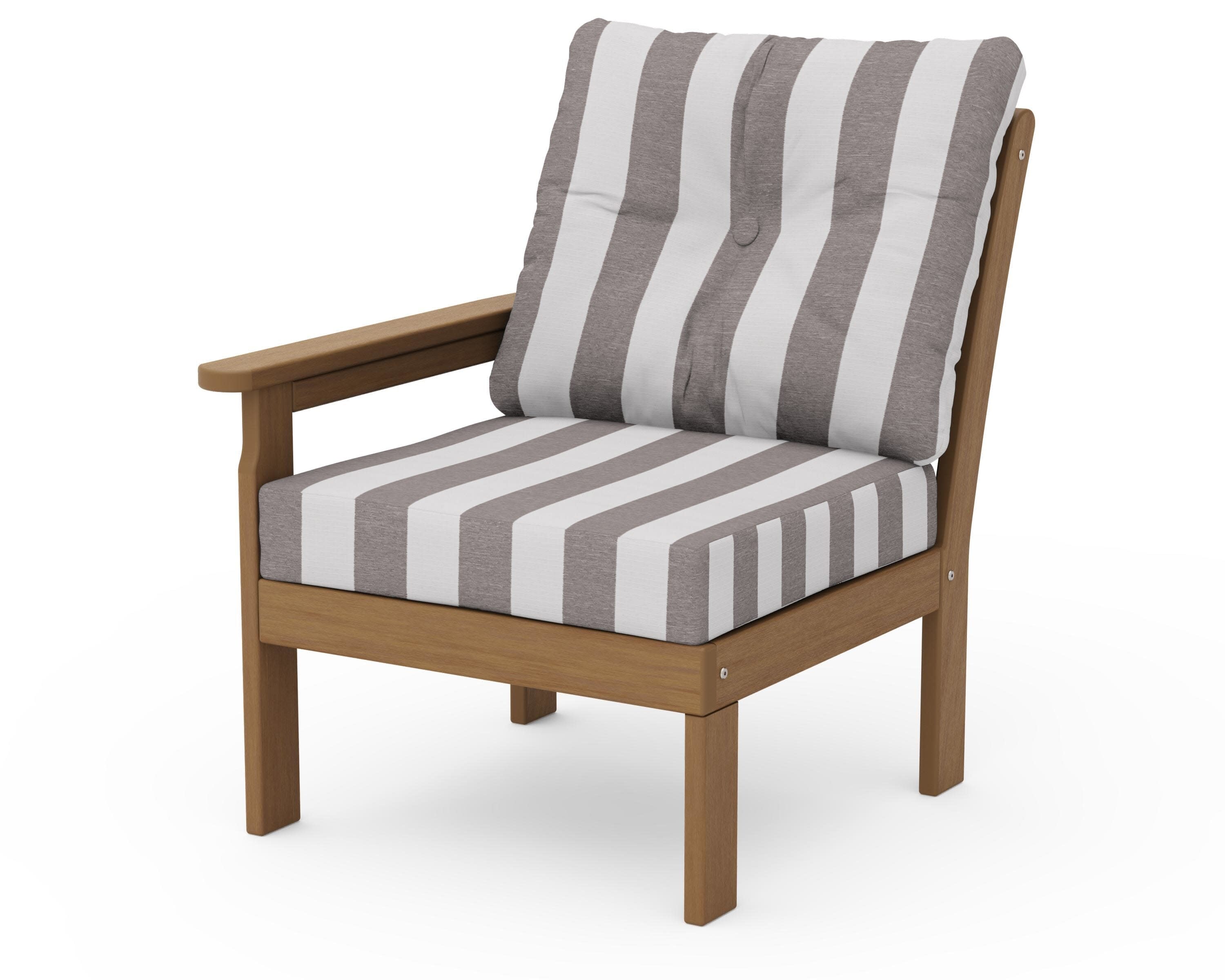 Vineyard Modular Left Arm Chair in Natural / Cabana Stripe Grey Mist