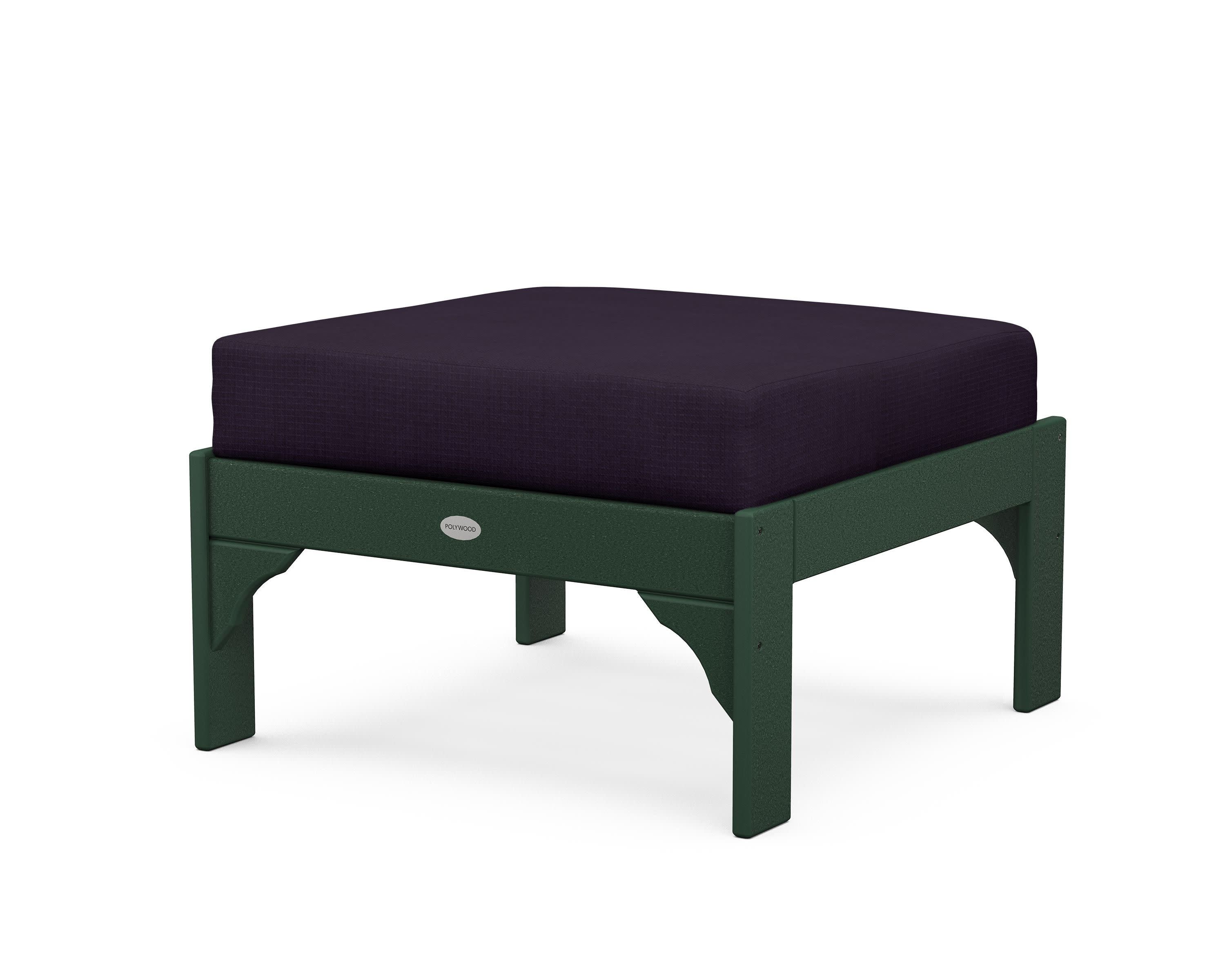 Vineyard Deep Seating Ottoman in Green / Navy Linen