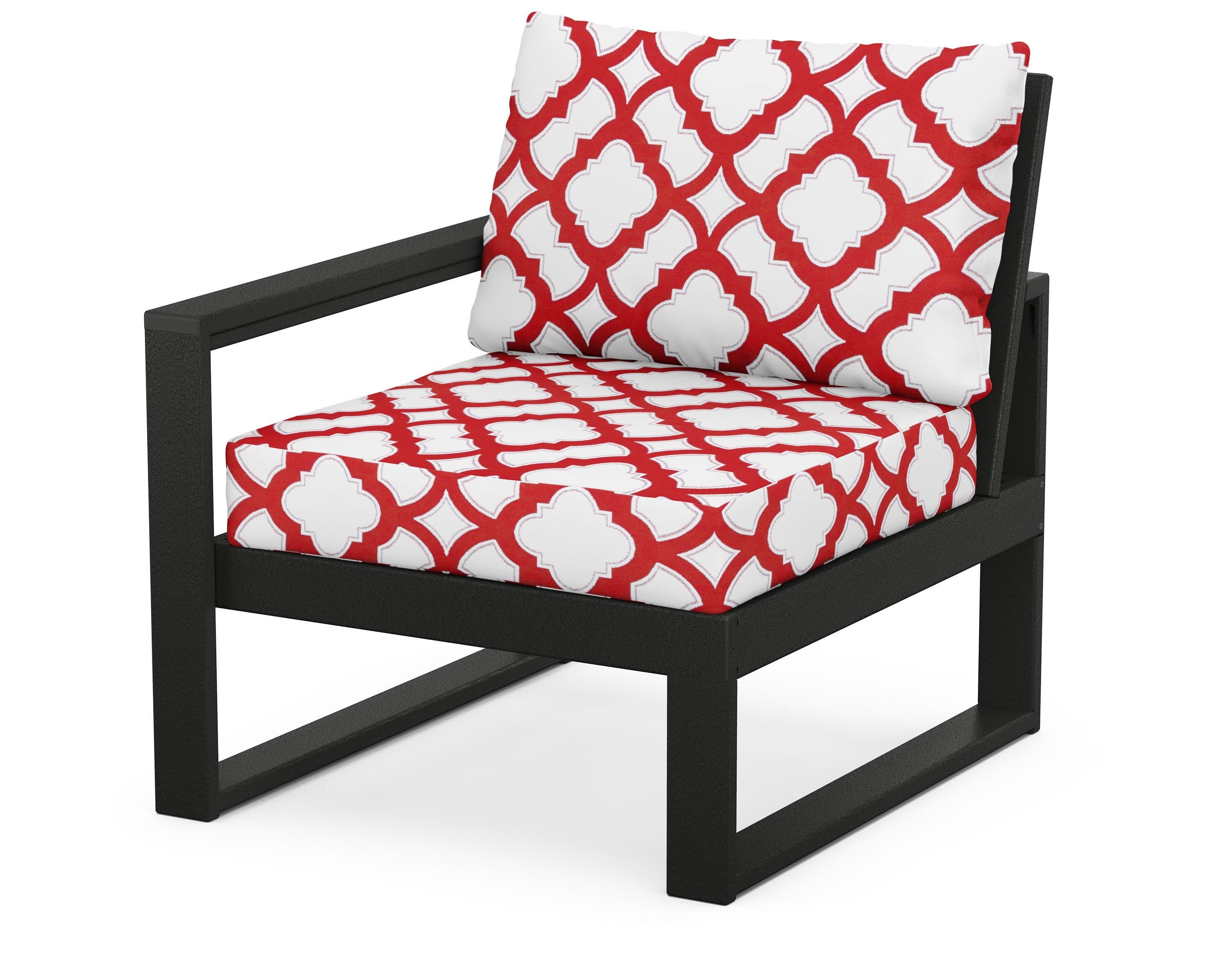 EDGE Modular Left Arm Chair in Black / Trellis Crimson