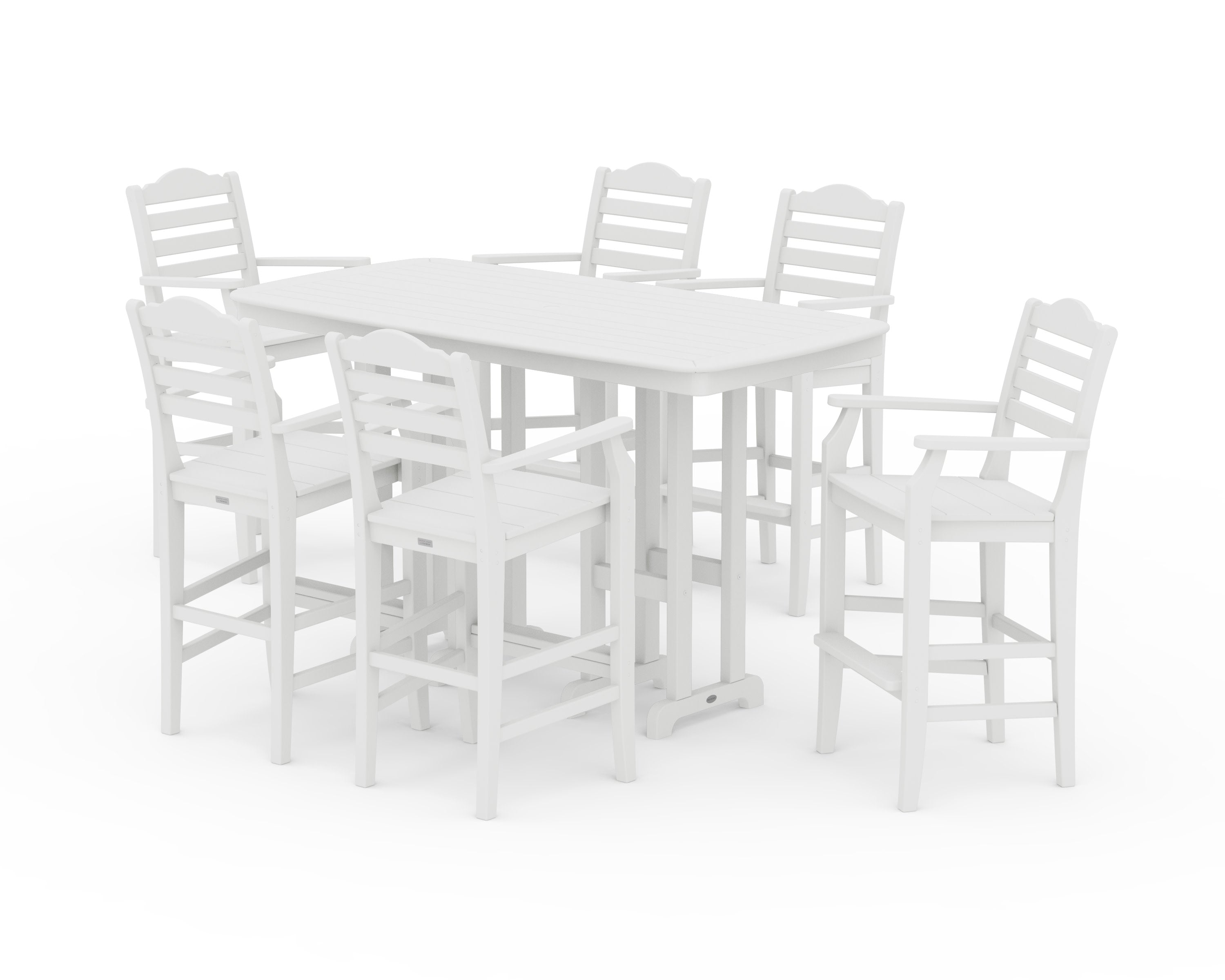 Savannah Arm Chair 7-Piece Bar Set in White