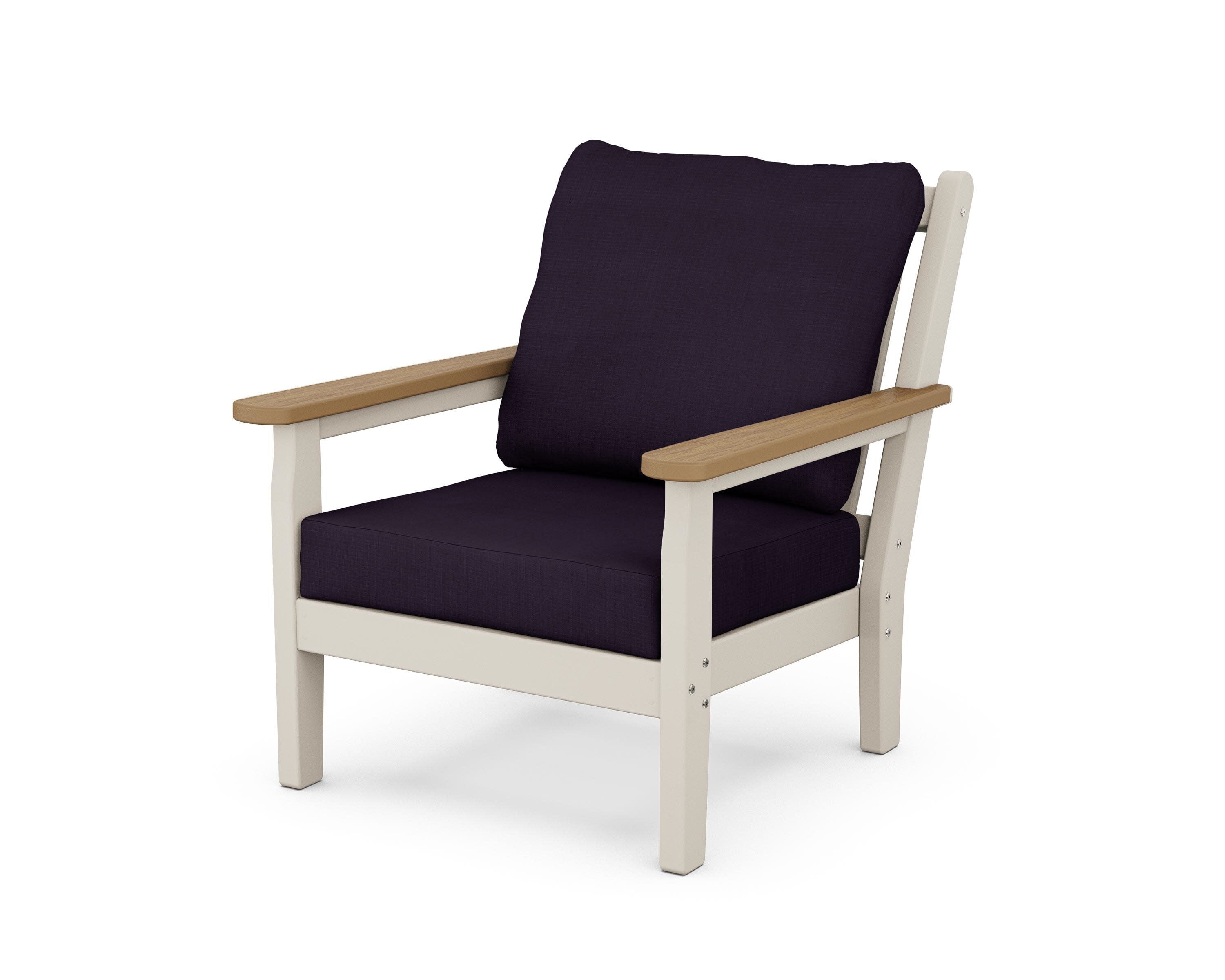 Chippendale Deep Seating Chair in Sand / Natural / Navy Linen