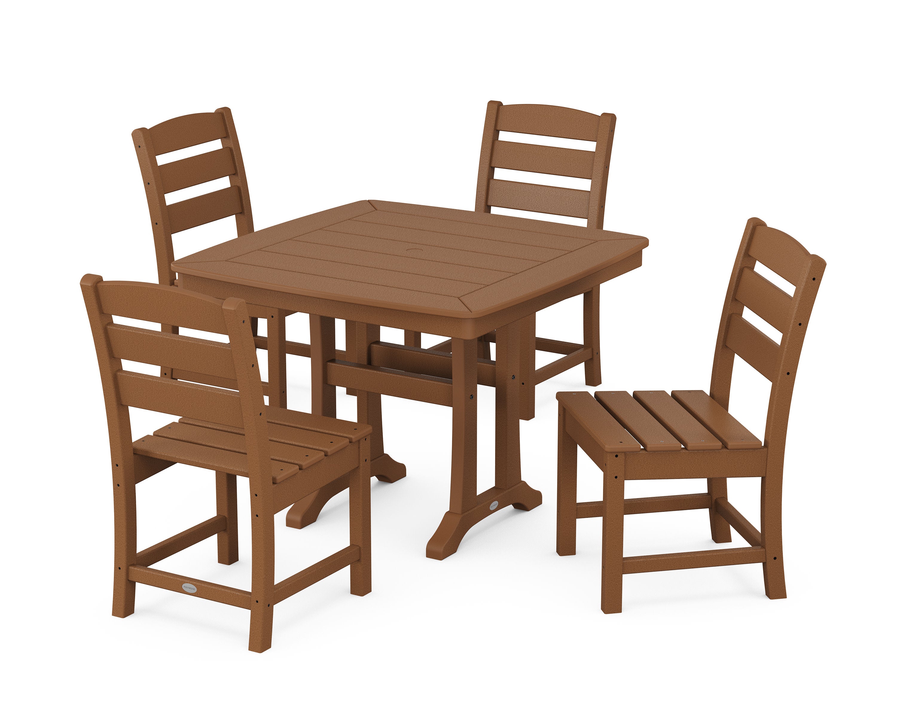 Lakeside Side Chair 5-Piece Dining Set with Trestle Legs in Teak