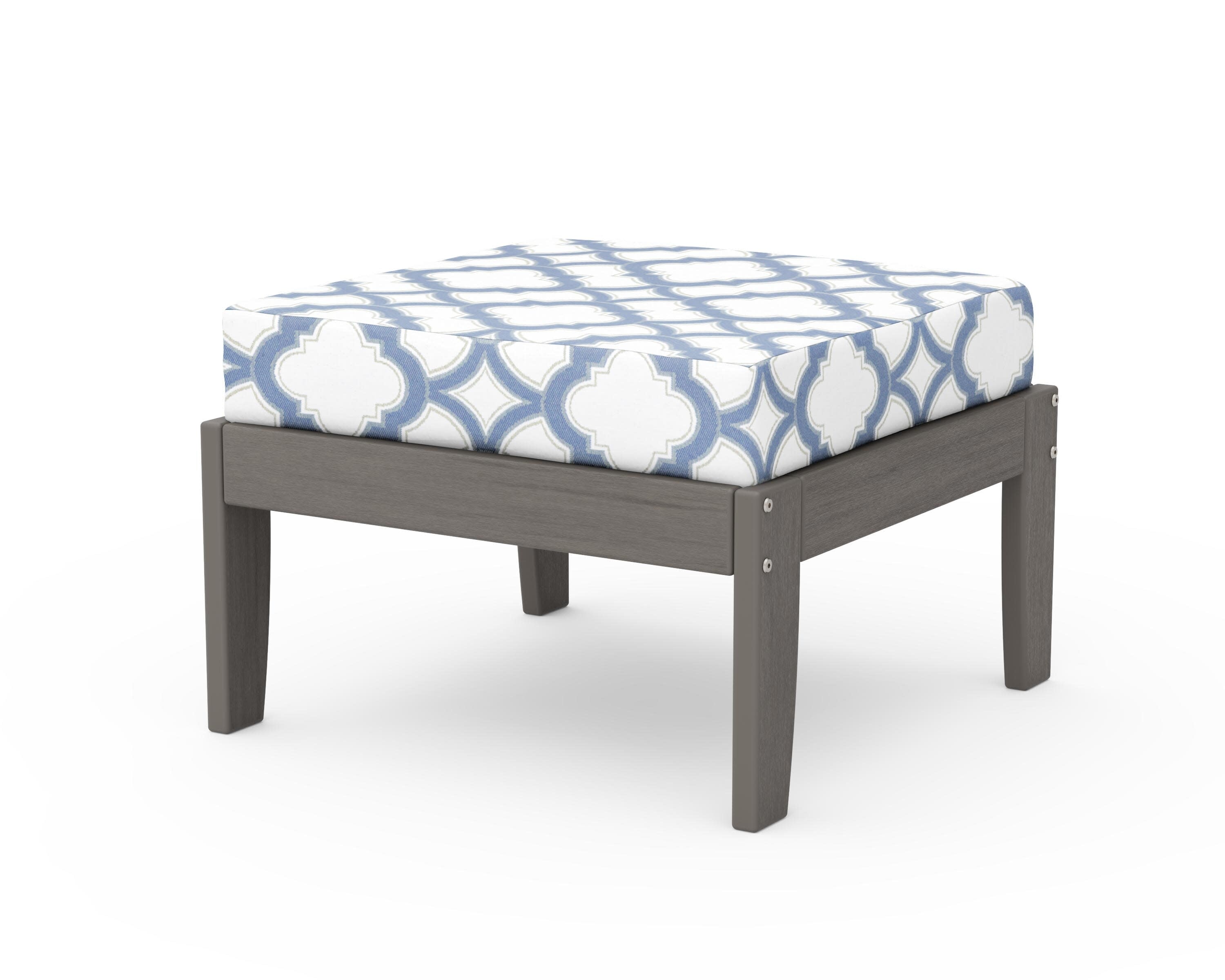 Modular Ottoman - Classic in Driftwood / Trellis Sky Blue