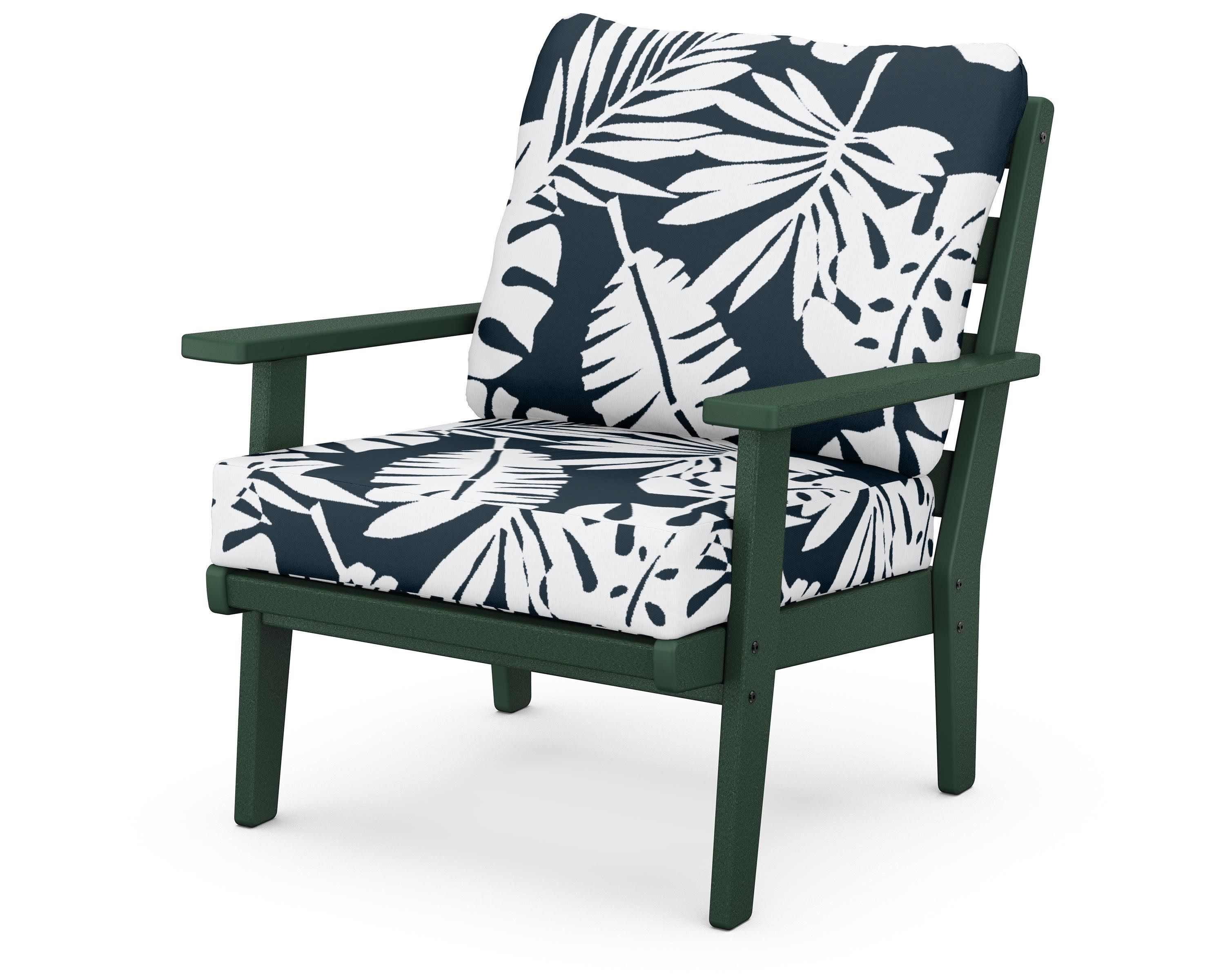 Grant Park Deep Seating Chair in Green / Leaf Marine Indigo