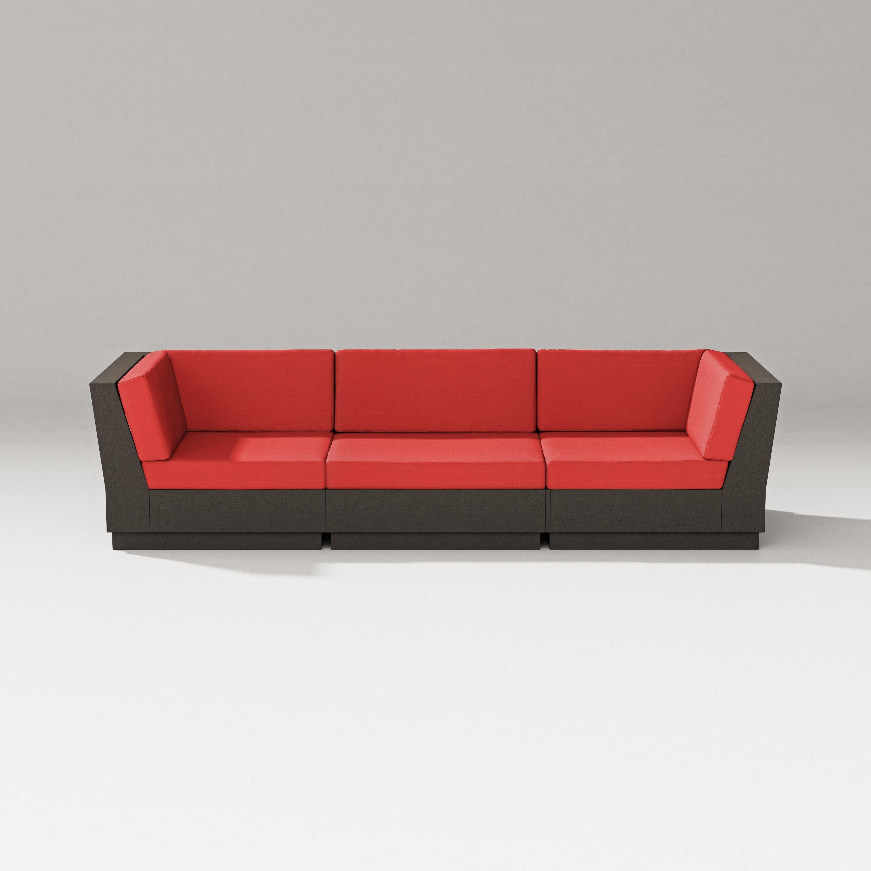 Elevate Sofa Sectional in Vintage Coffee / Crimson Linen