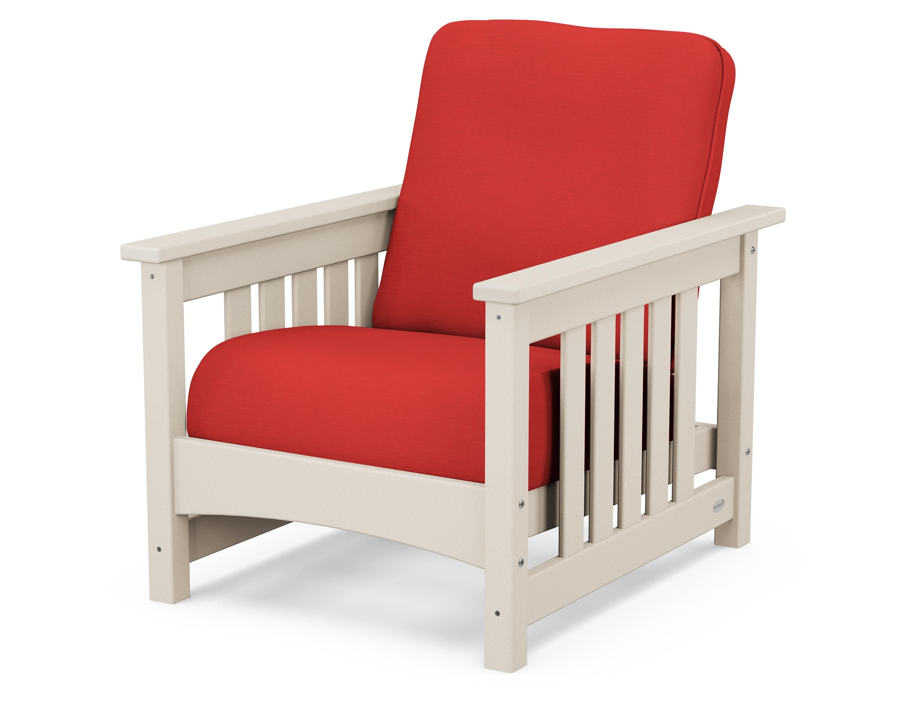 Club Mission Chair in Sand / Crimson Linen