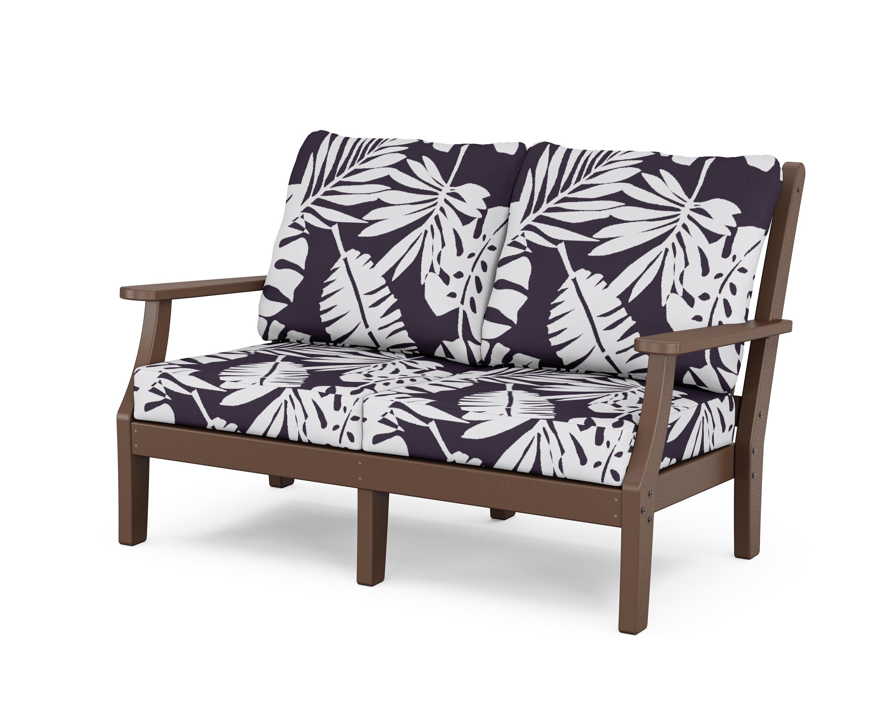 Wovendale Deep Seating Loveseat in Mahogany / Leaf Navy