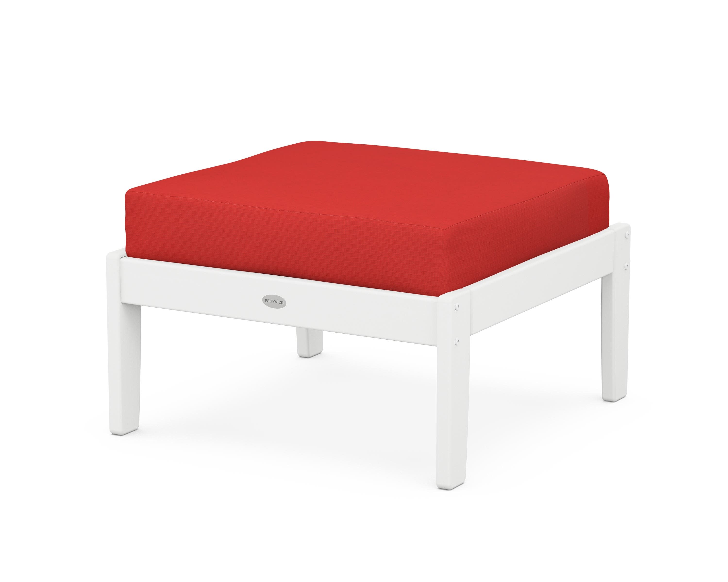 Braxton Deep Seating Ottoman in White / Crimson Linen
