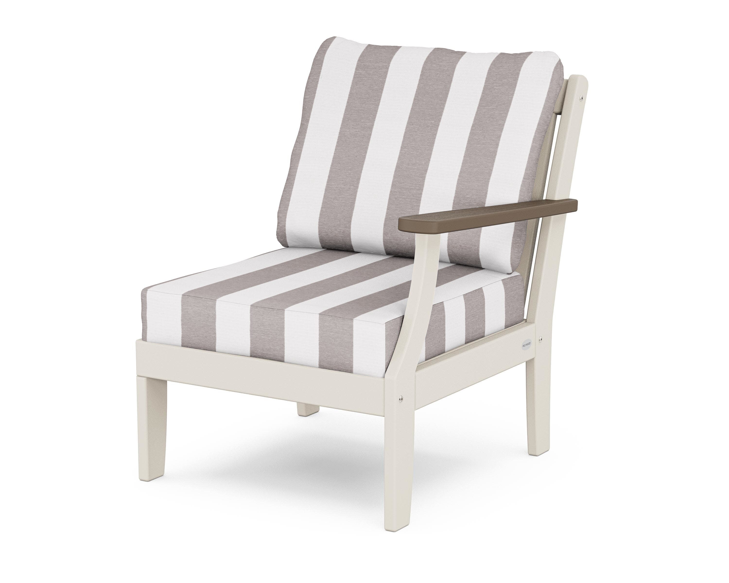 Braxton Modular Right Arm Chair in Sand / Kona / Cabana Stripe Grey Mist
