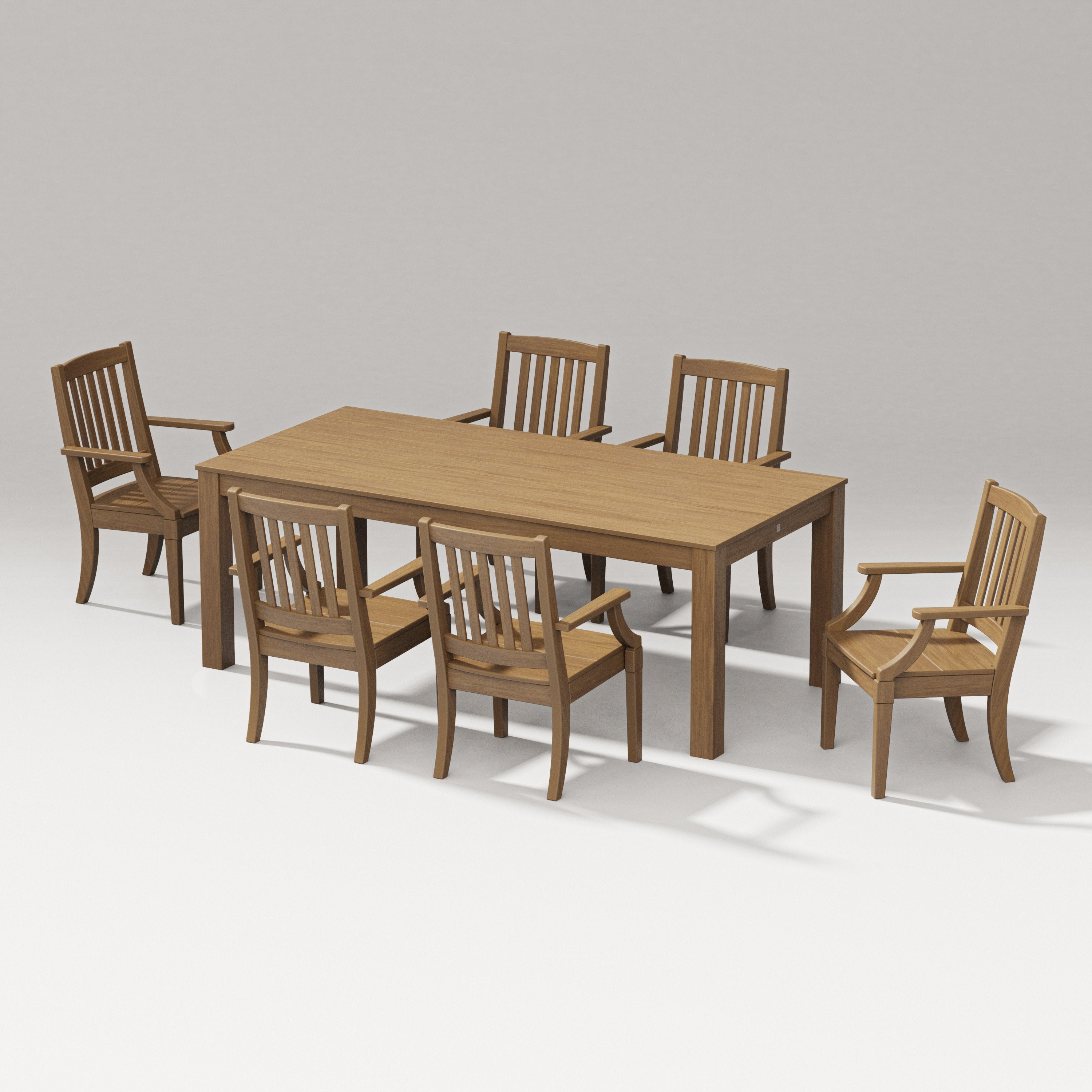 Estate Arm Chair 7-Piece Parsons Table Dining Set in Natural