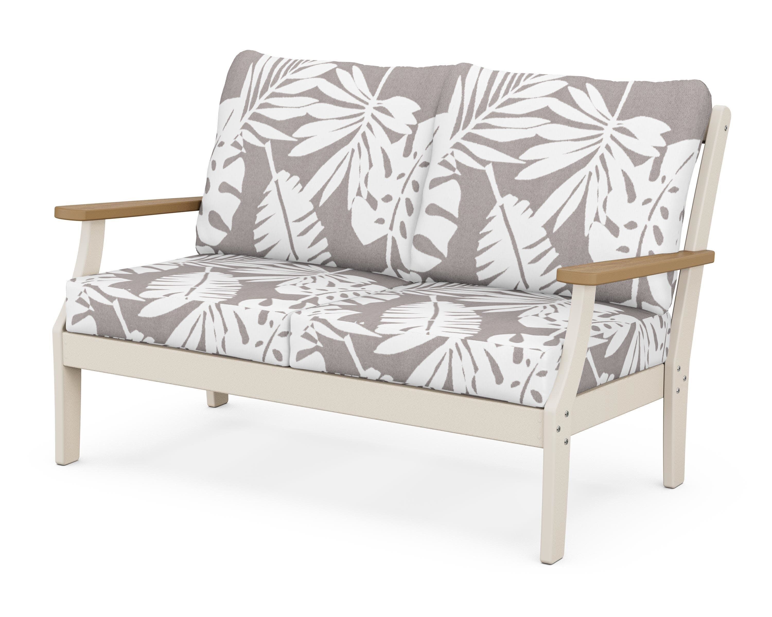 Braxton Deep Seating Loveseat in Sand / Natural / Leaf Grey Mist