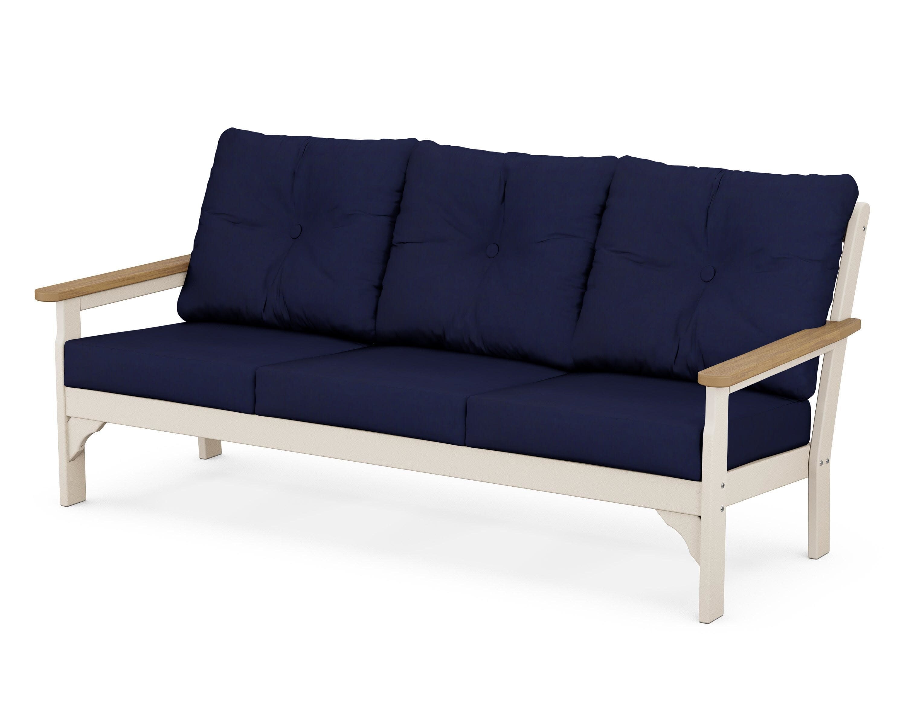 Vineyard Deep Seating Sofa in Sand / Natural / Navy