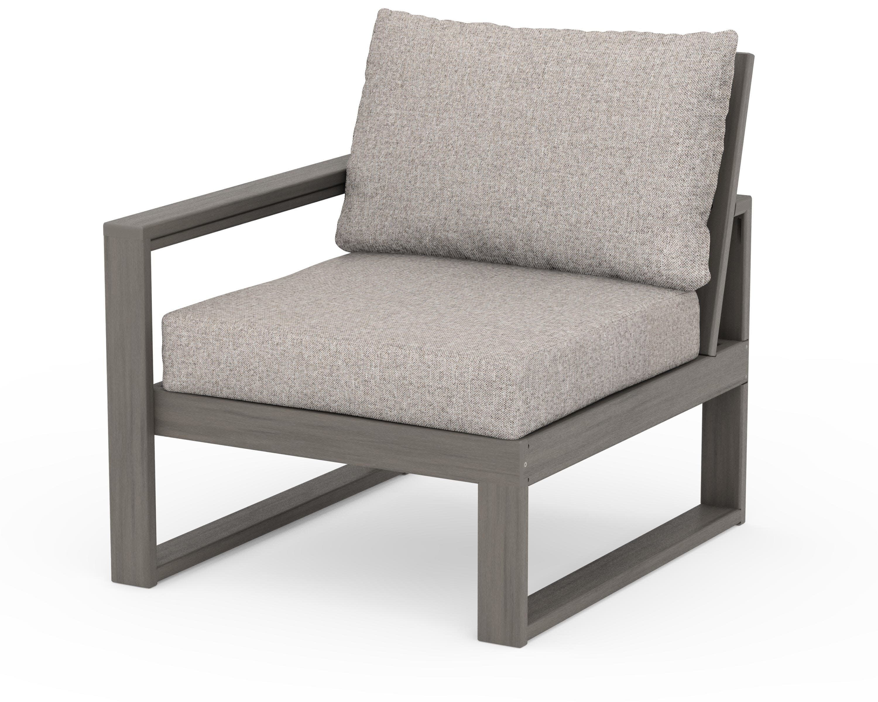 EDGE Modular Left Arm Chair in Driftwood / Weathered Tweed