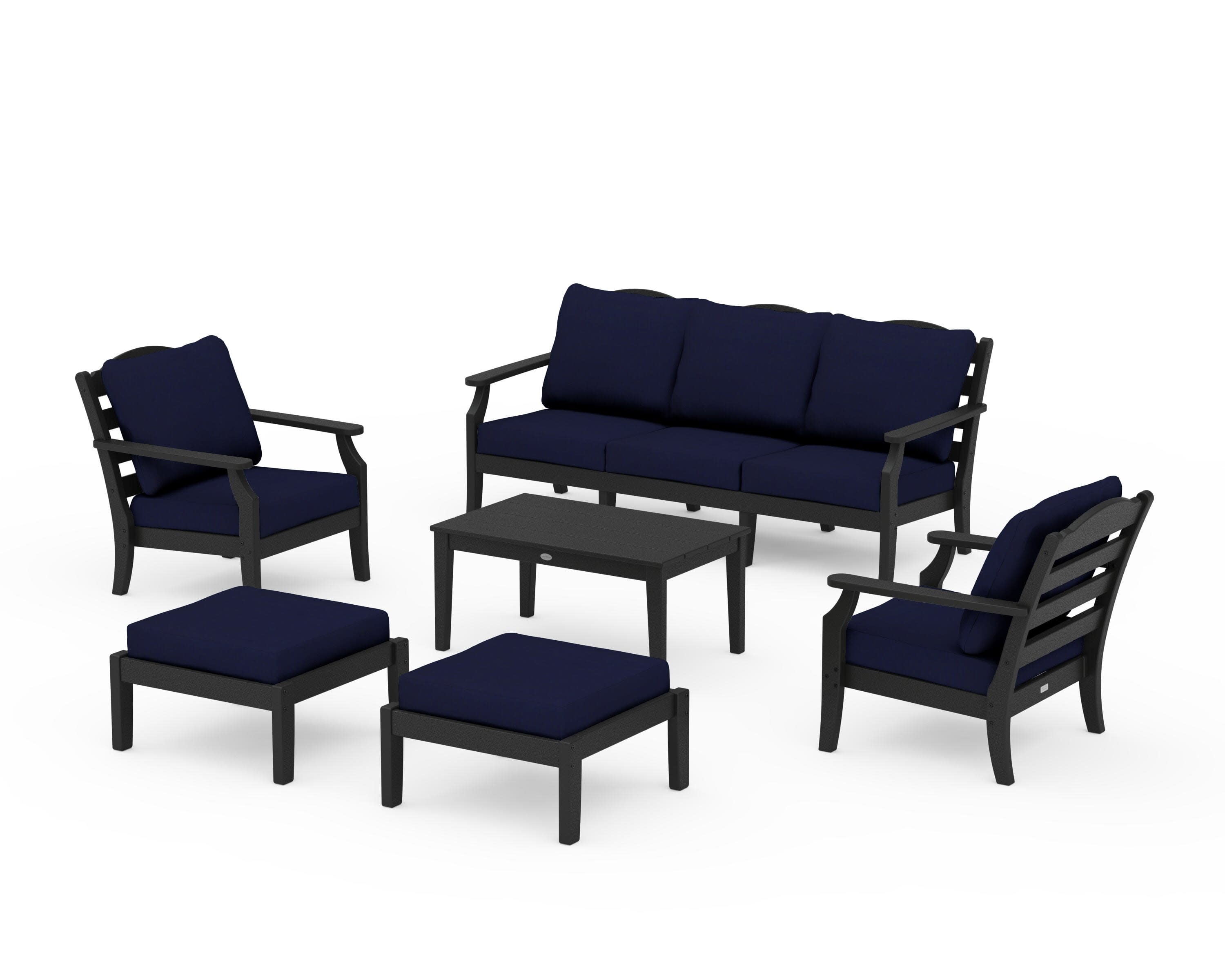 Savannah 6-Piece Lounge Sofa Set in Black / Navy