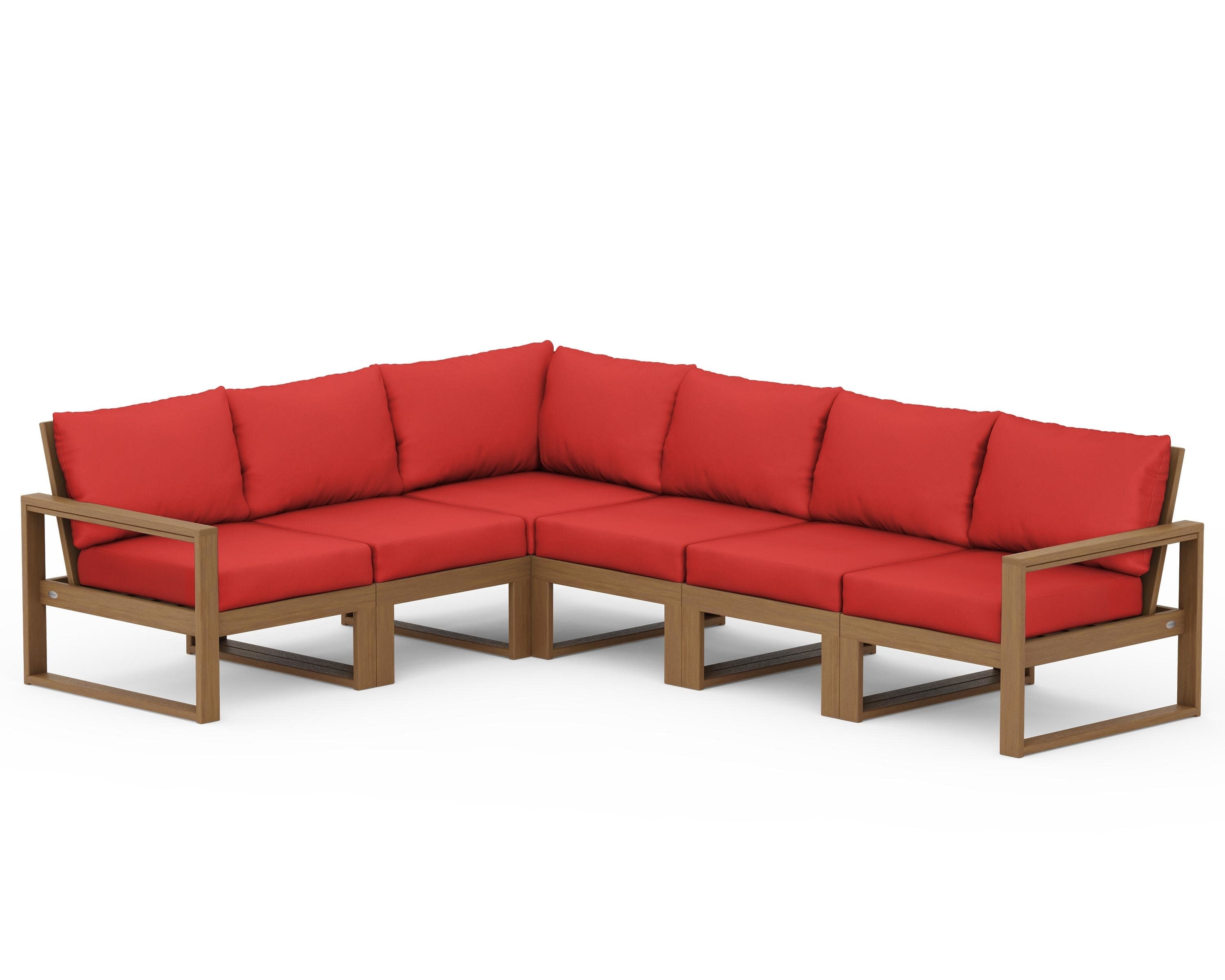 EDGE 6-Piece Modular Deep Seating Set in Natural / Crimson Linen