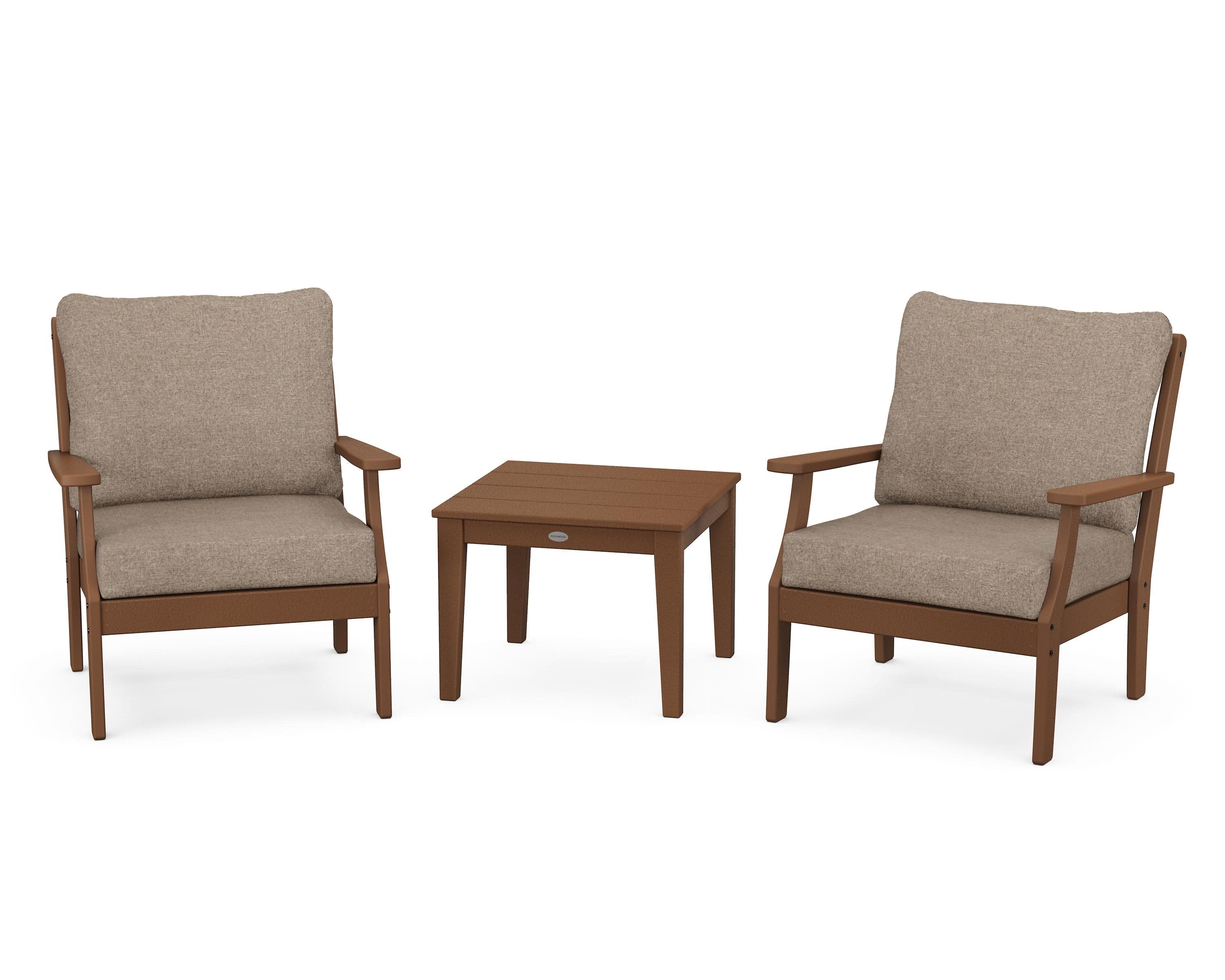 Braxton 3-Piece Deep Seating Set in Teak / Spiced Burlap