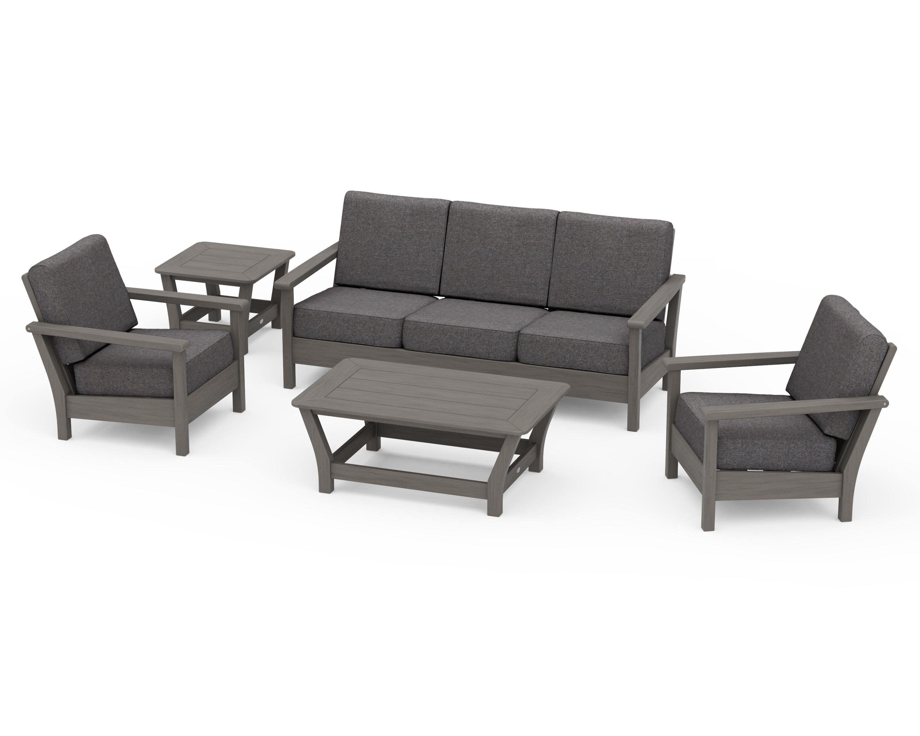 Harbour 5-Piece Deep Seating Set in Driftwood / Ash Charcoal