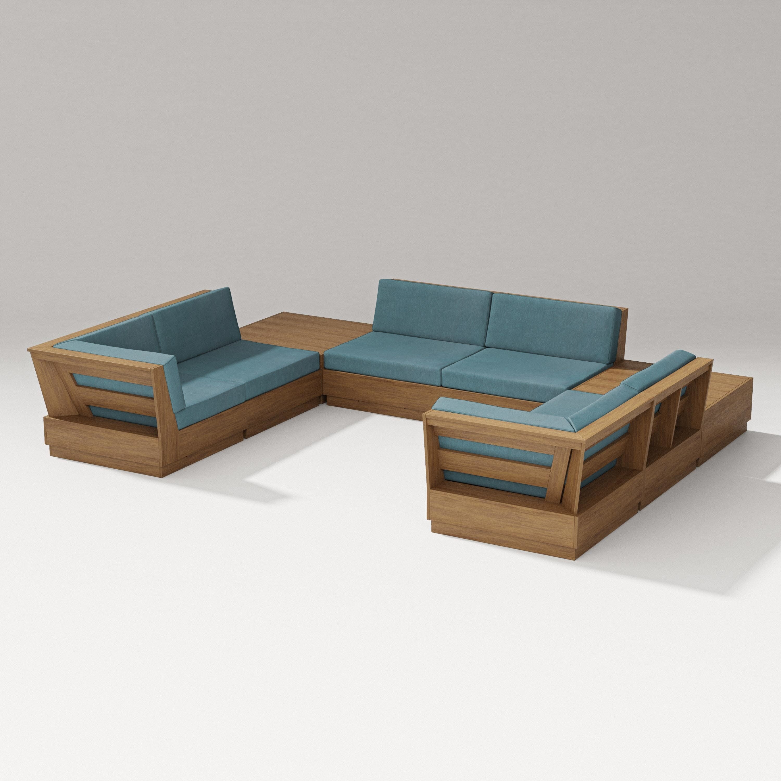 Elevate 8-Piece U-Shaped Sectional in Natural / Ocean Teal