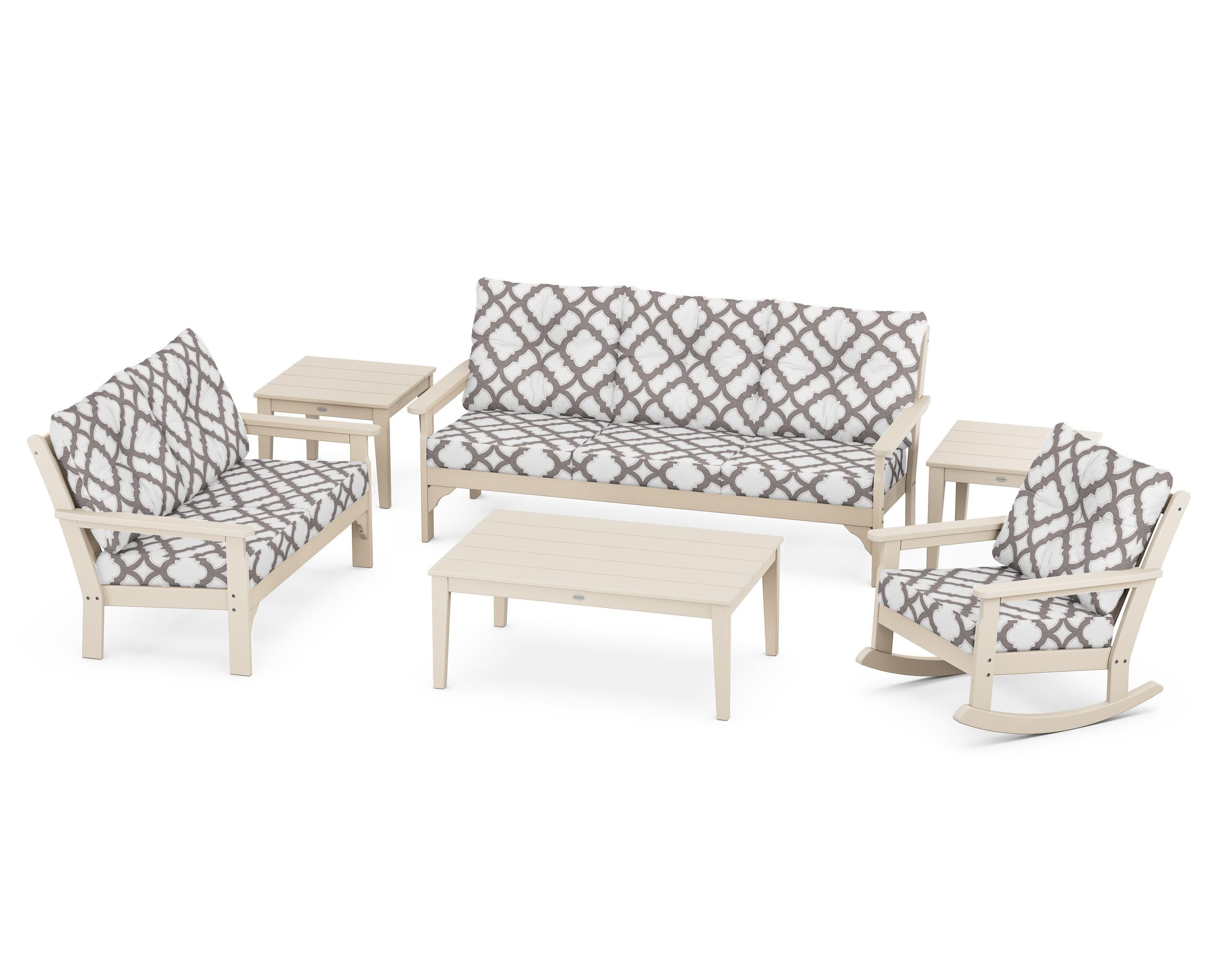 Vineyard 6-Piece Deep Seating Set in Sand / Trellis Grey Mist