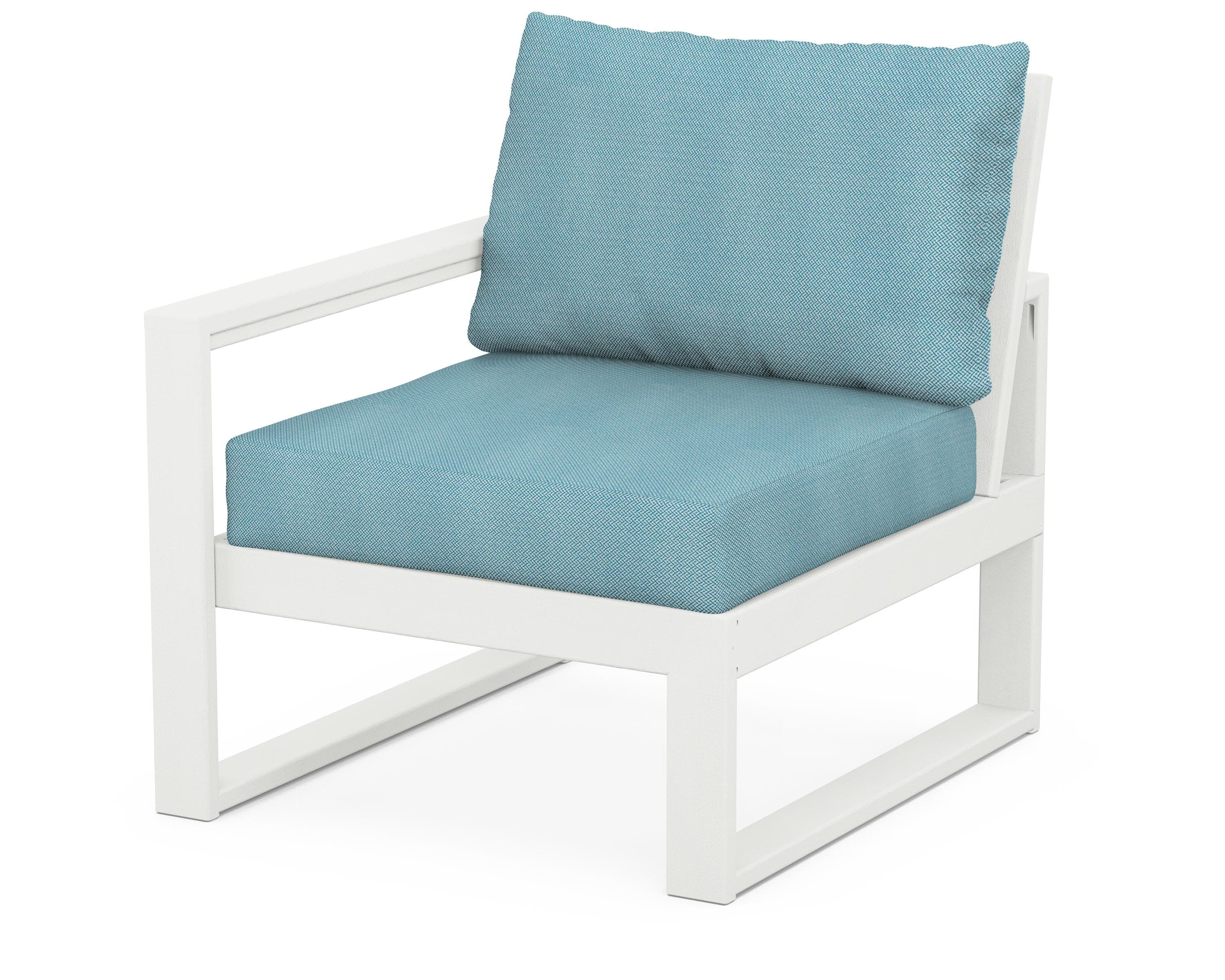 EDGE Modular Left Arm Chair in Vintage White / Lattice Sky Blue
