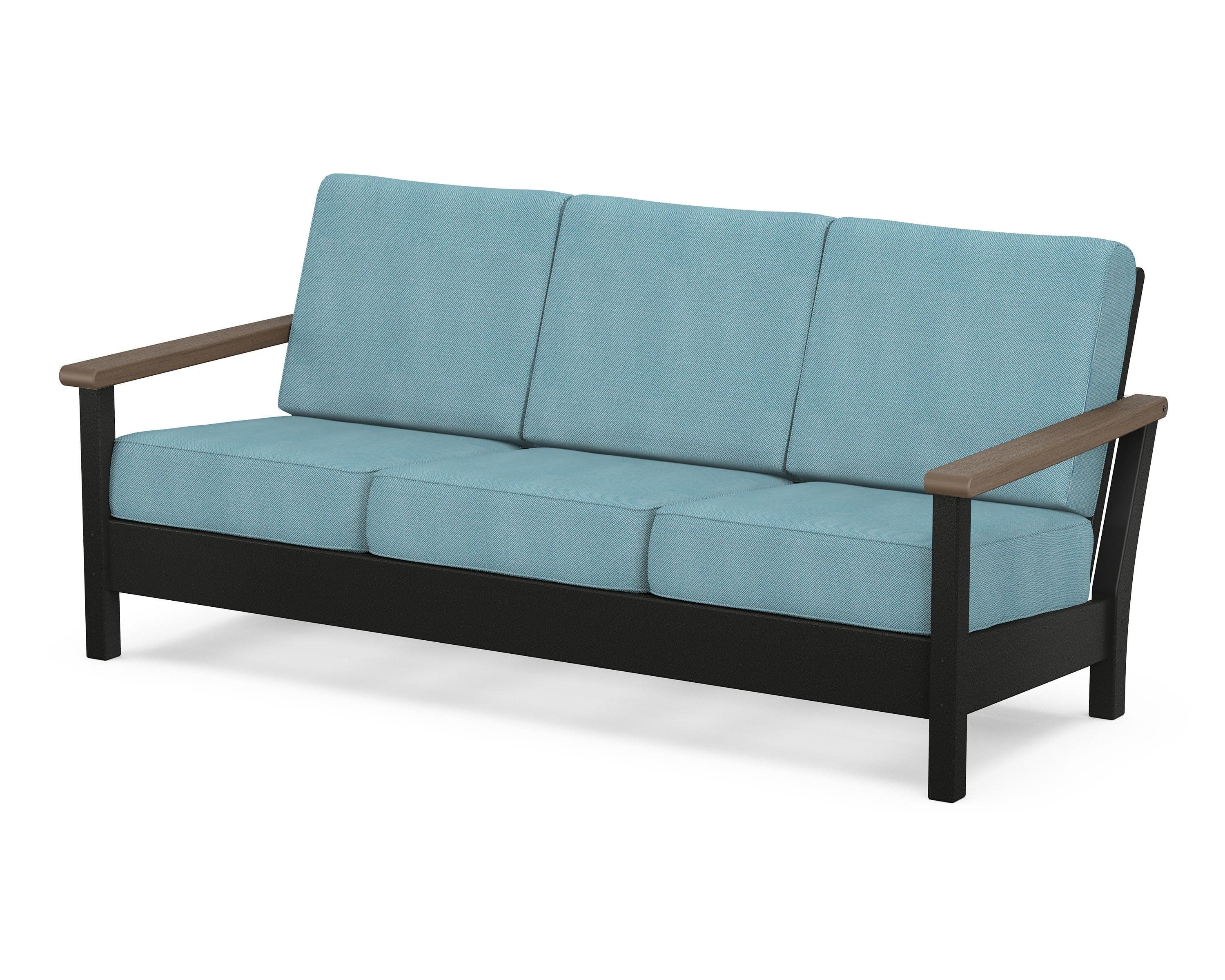 Harbour Deep Seating Sofa in Black / Kona / Lattice Sky Blue