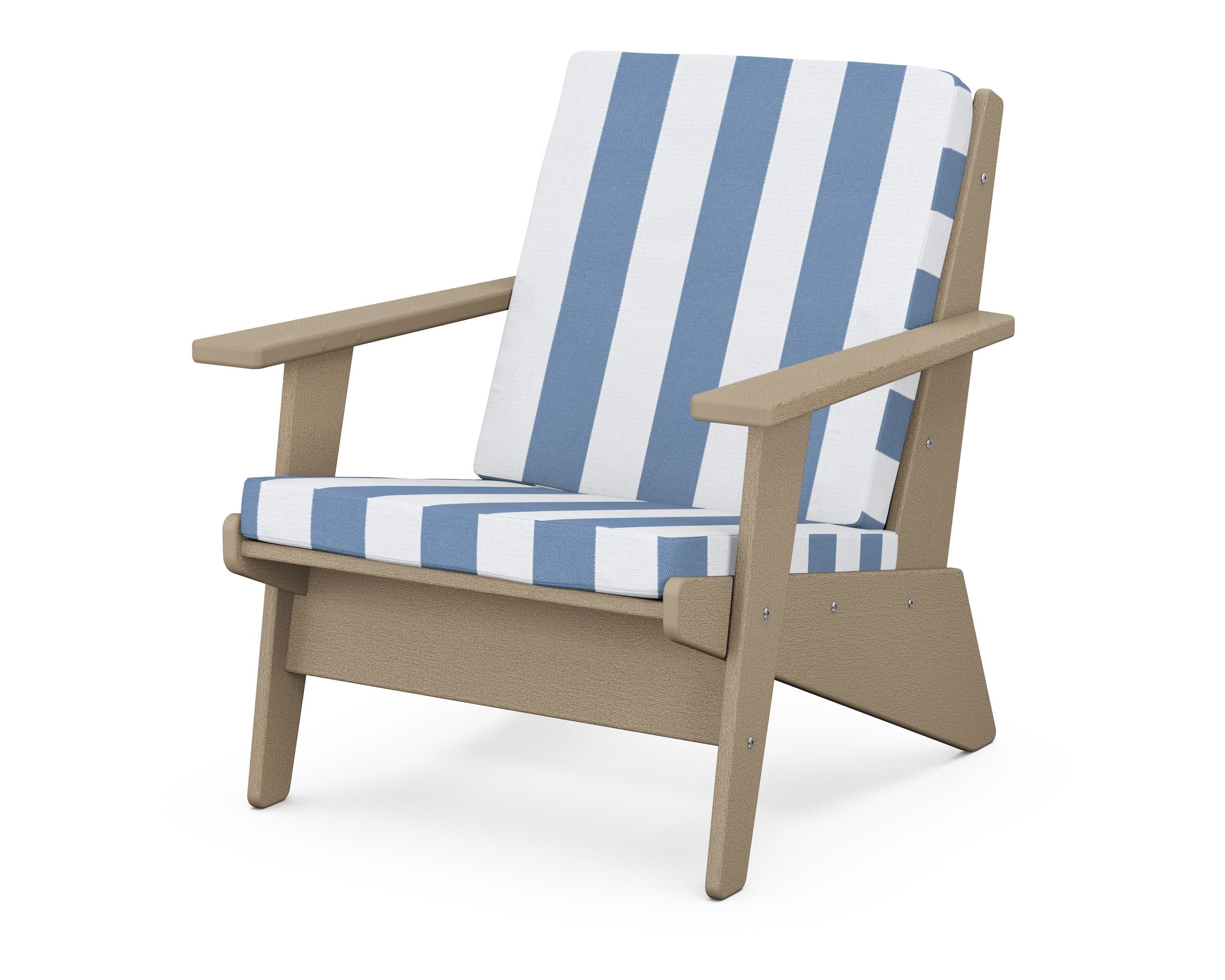 Riviera Modern Lounge Chair in Vintage Sahara / Cabana Stripe Sky Blue