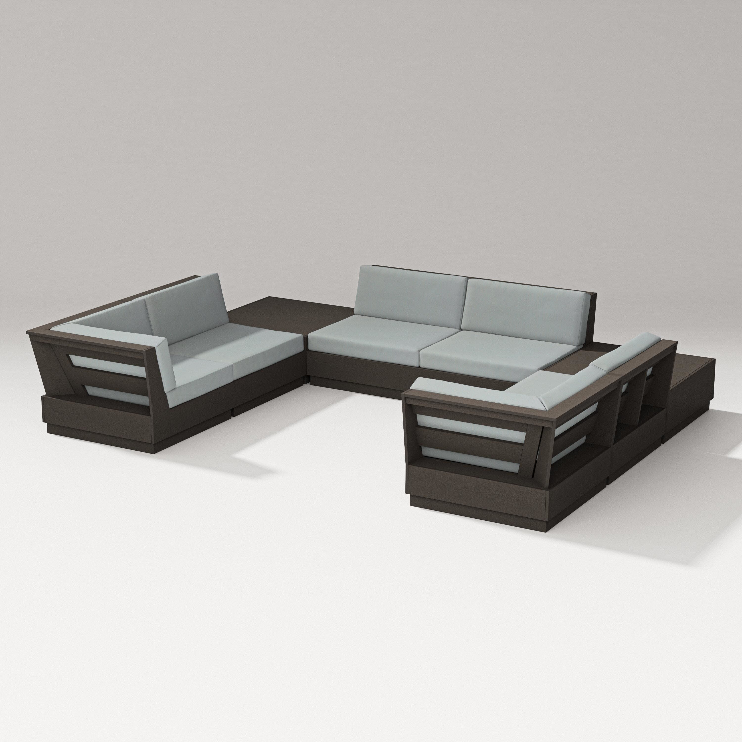 Elevate 8-Piece U-Shaped Sectional in Vintage Coffee / Spa