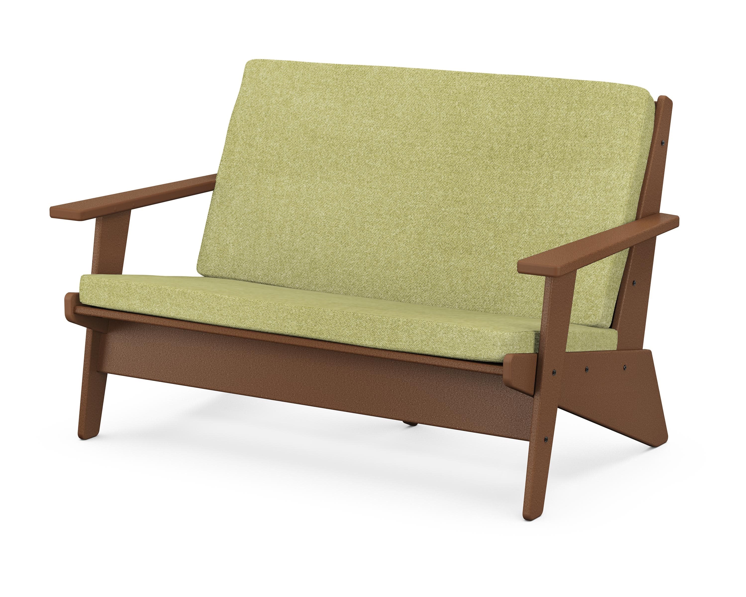 Riviera Modern Lounge Loveseat in Teak / Chartreuse Boucle