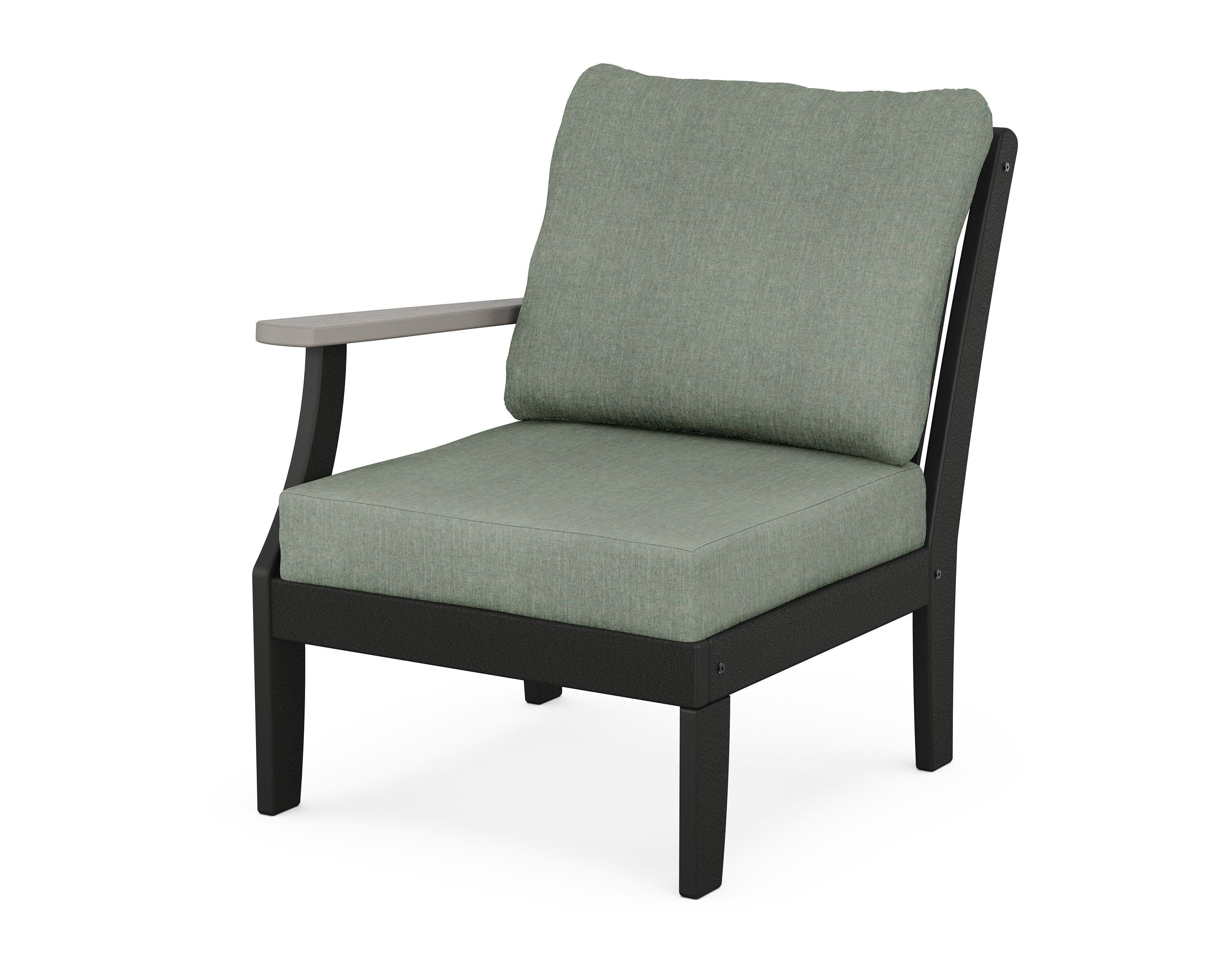 Braxton Modular Left Arm Chair in Black / Driftwood / Cast Sage