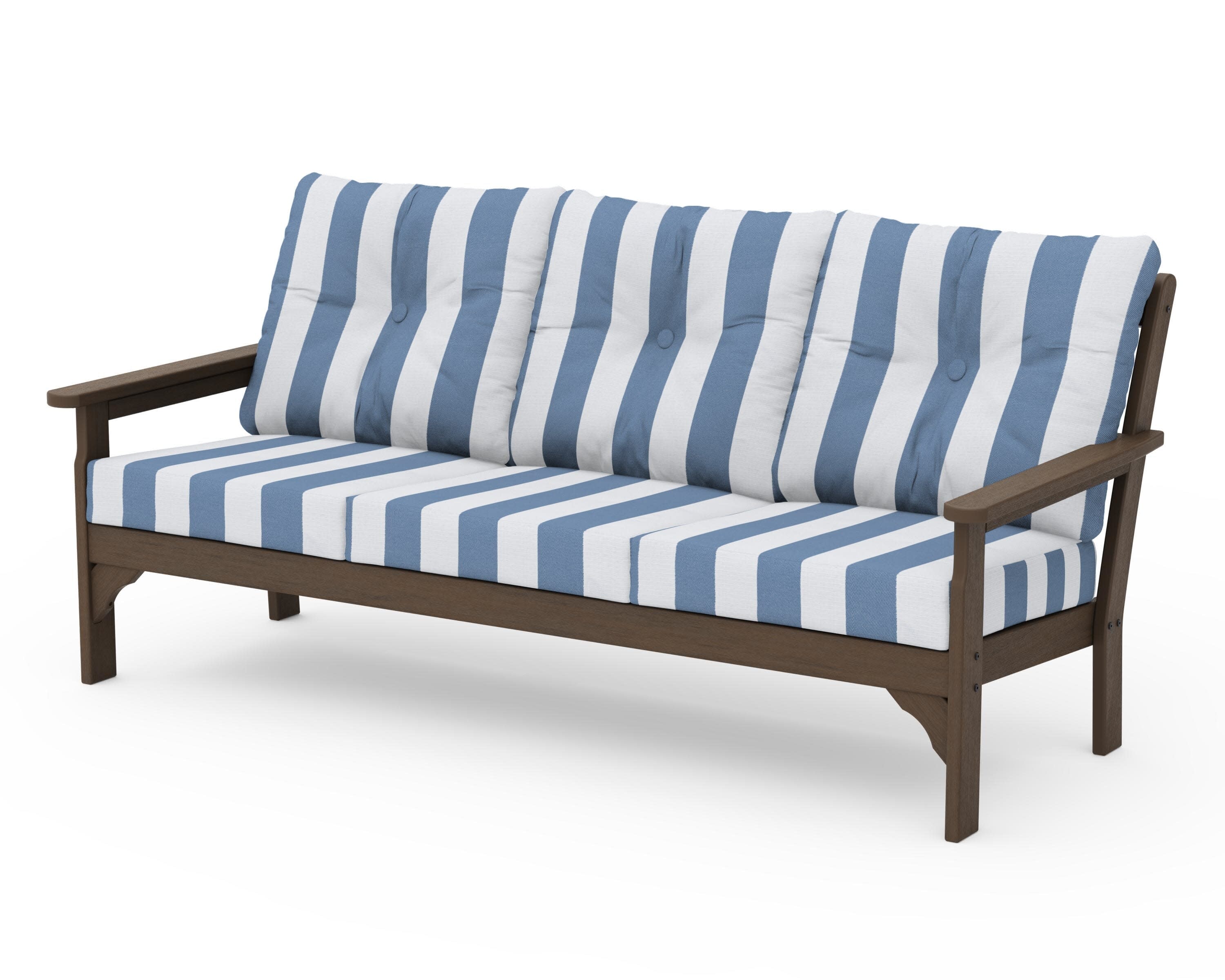 Vineyard Deep Seating Sofa in Kona / Cabana Stripe Sky Blue