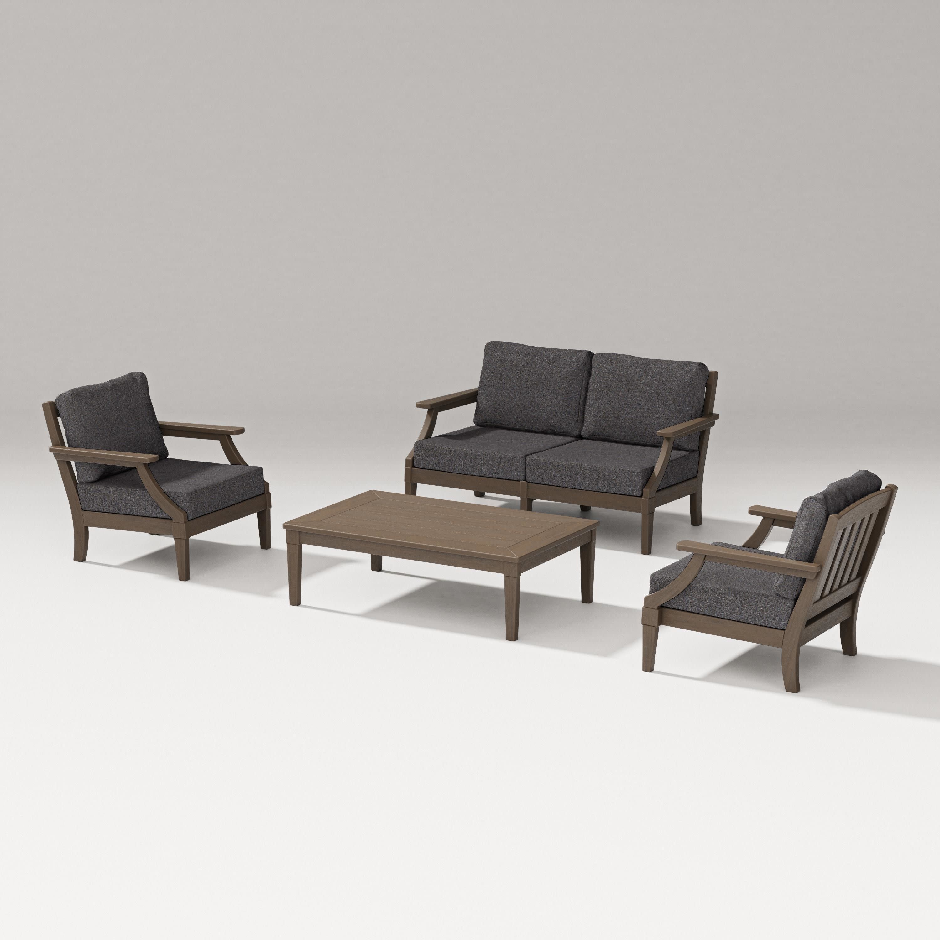 Estate Lounge 4-Piece Loveseat Set in Kona / Ash Charcoal