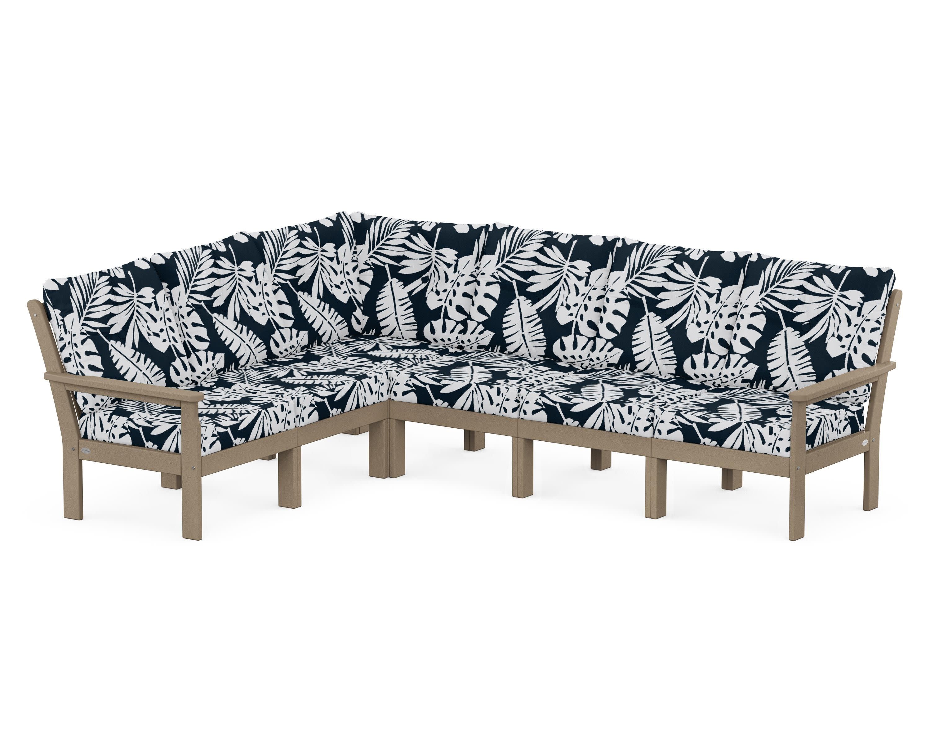 Vineyard 6-Piece Sectional in Vintage Sahara / Leaf Marine Indigo