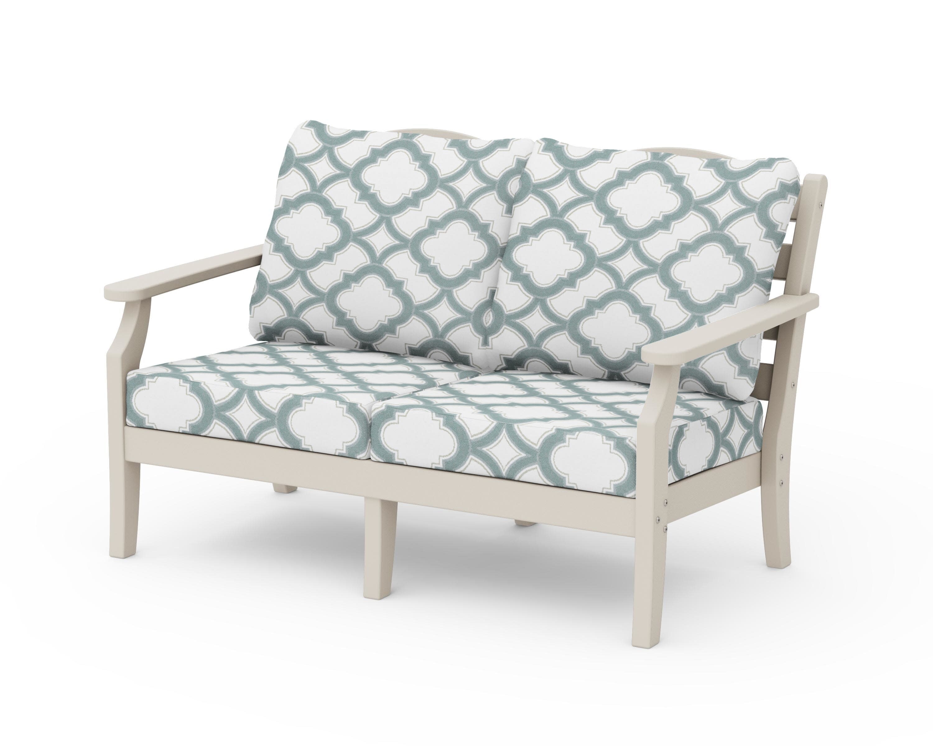 Savannah Deep Seating Loveseat in Sand / Trellis Glacier Spa