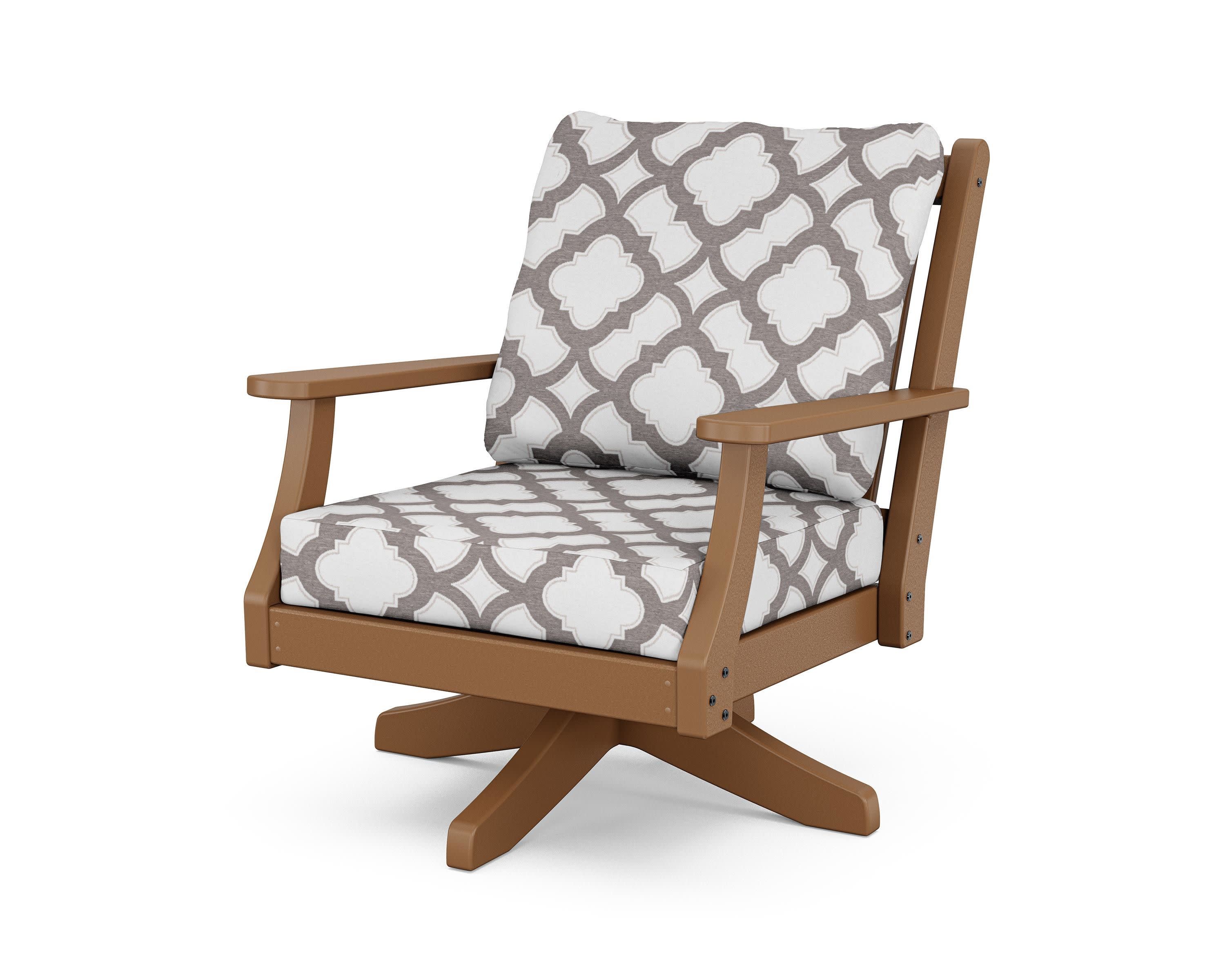 Wovendale Deep Seating Swivel Chair in Teak / Trellis Grey Mist